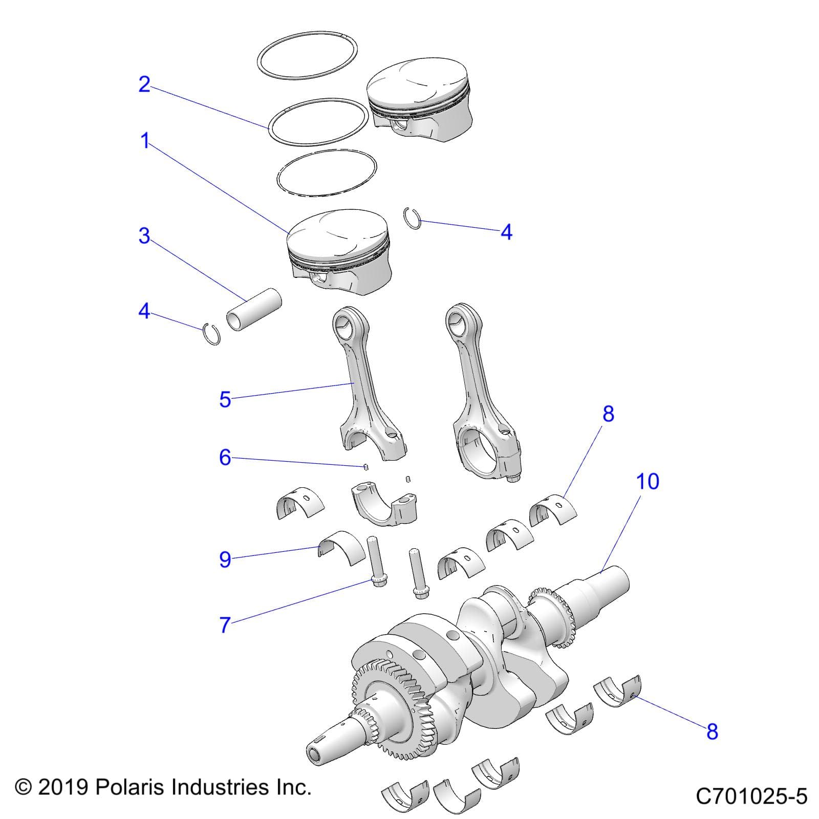 2026 RZR 900 TRAIL SPORT β ENGINE, CRANKSHAFT and PISTON - Z26A5E87A5 (C701025-5) diagram