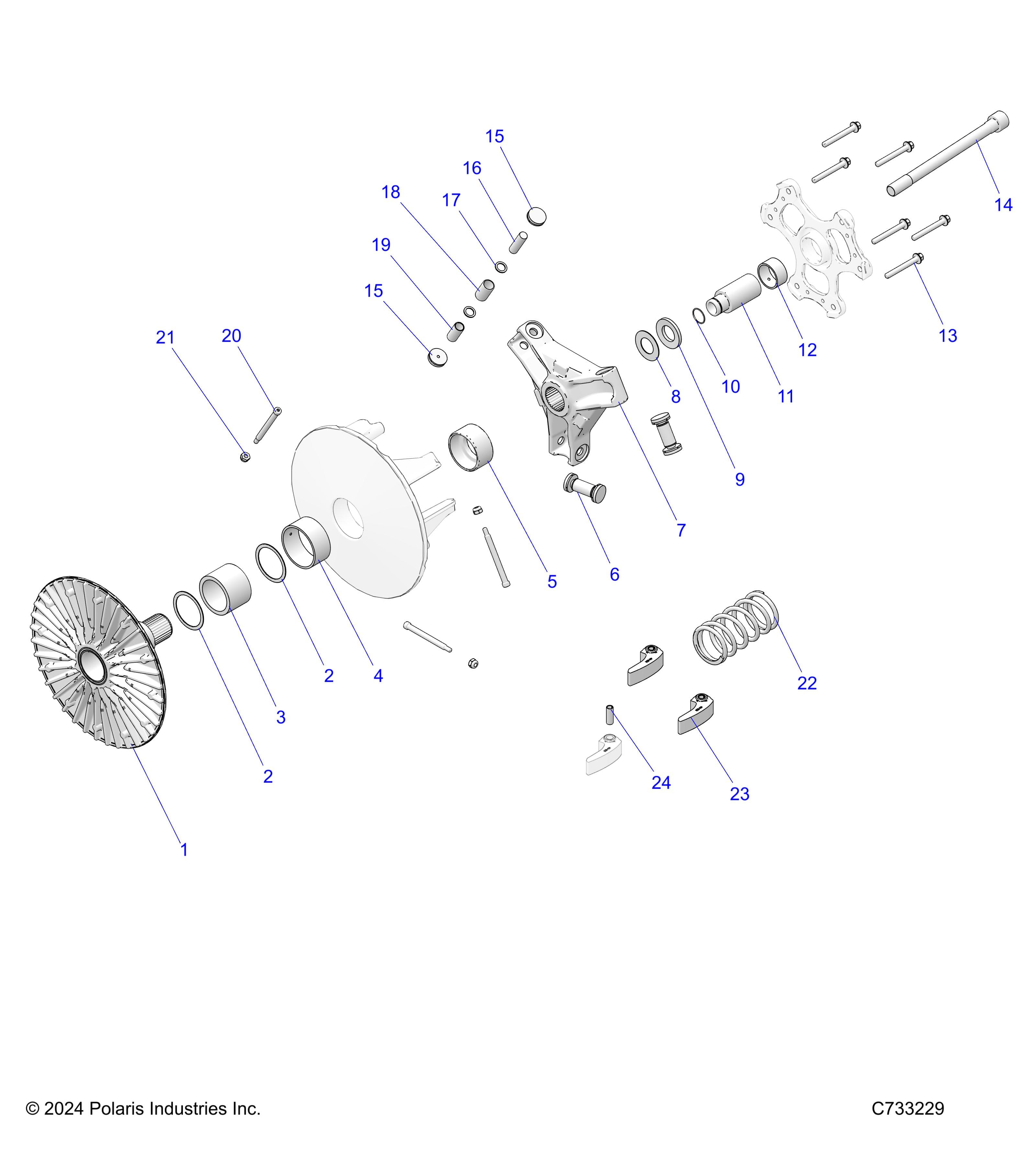 2026 RANGER 1000 XP CREW TEXAS EDITION — DRIVE TRAIN, PRIMARY CLUTCH - R26RSF99AL (C700371-1) diagram