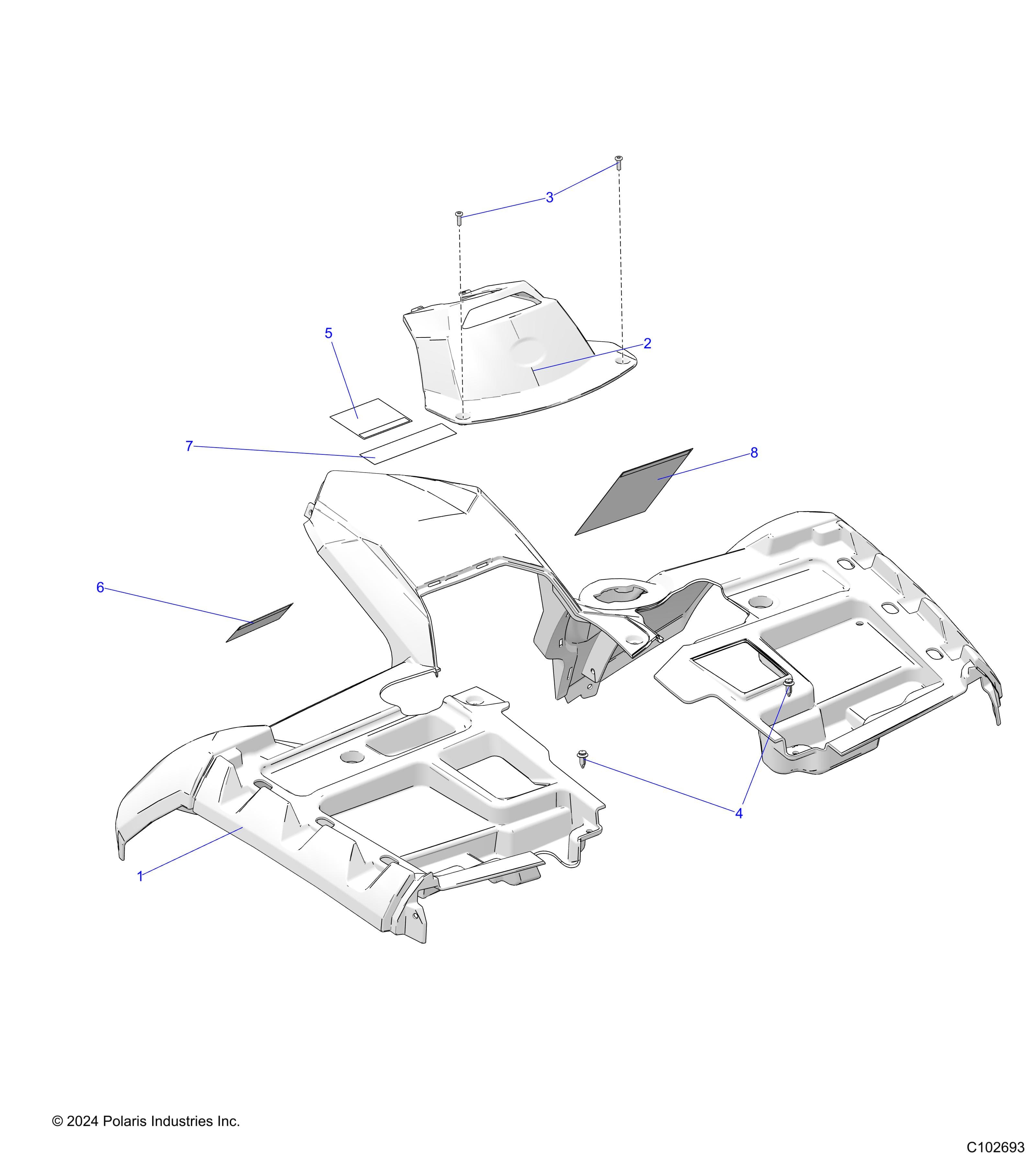 2026 SPORTSMAN TOURING 850 48" R02 - A26SYE85AL β BODY, FRONT CAB and COVER - A26SYE85AL (C102693) diagram