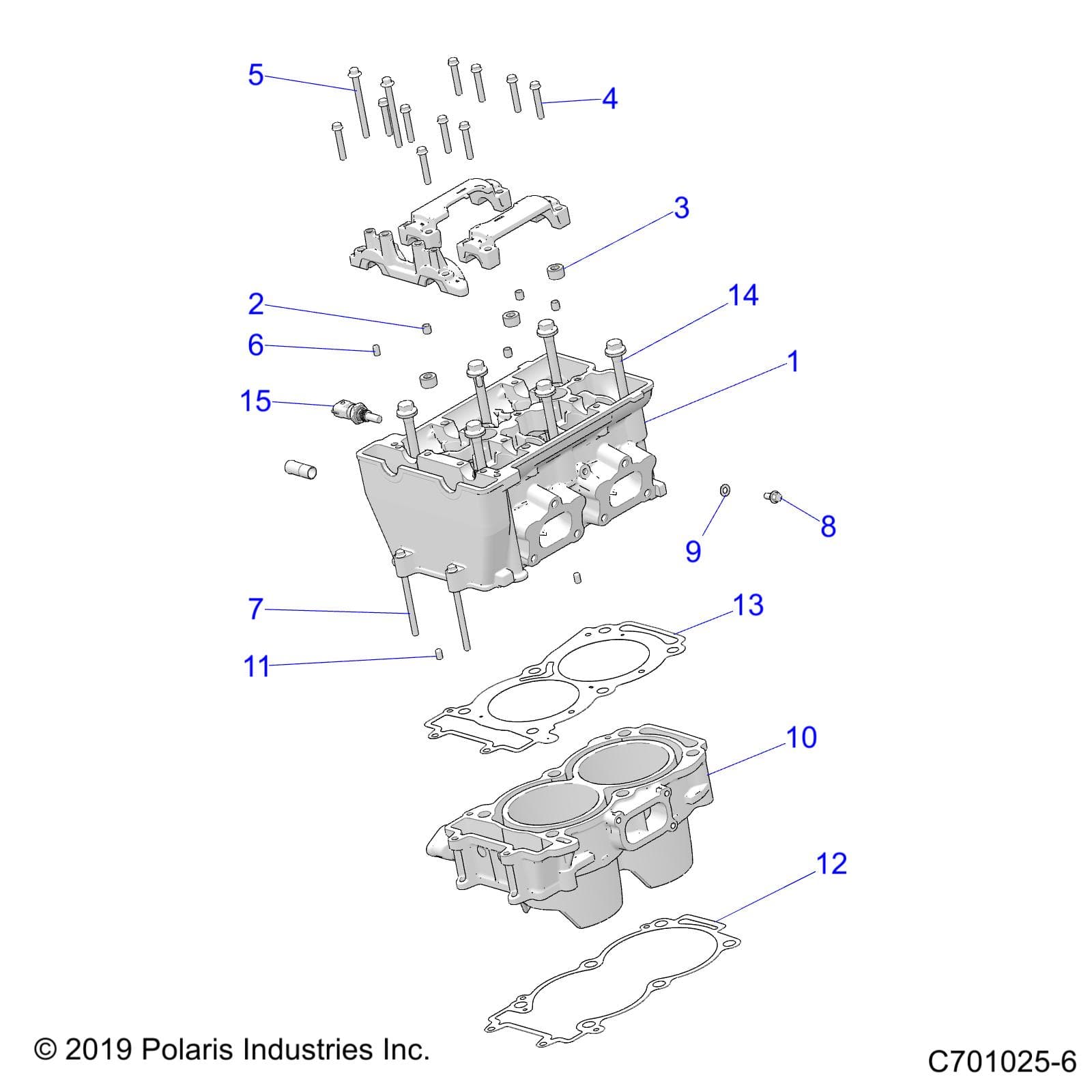 2026 RZR 900 TRAIL S SPORT β ENGINE, CYLINDER and HEAD - Z26ASE87A5 (C701025-6) diagram