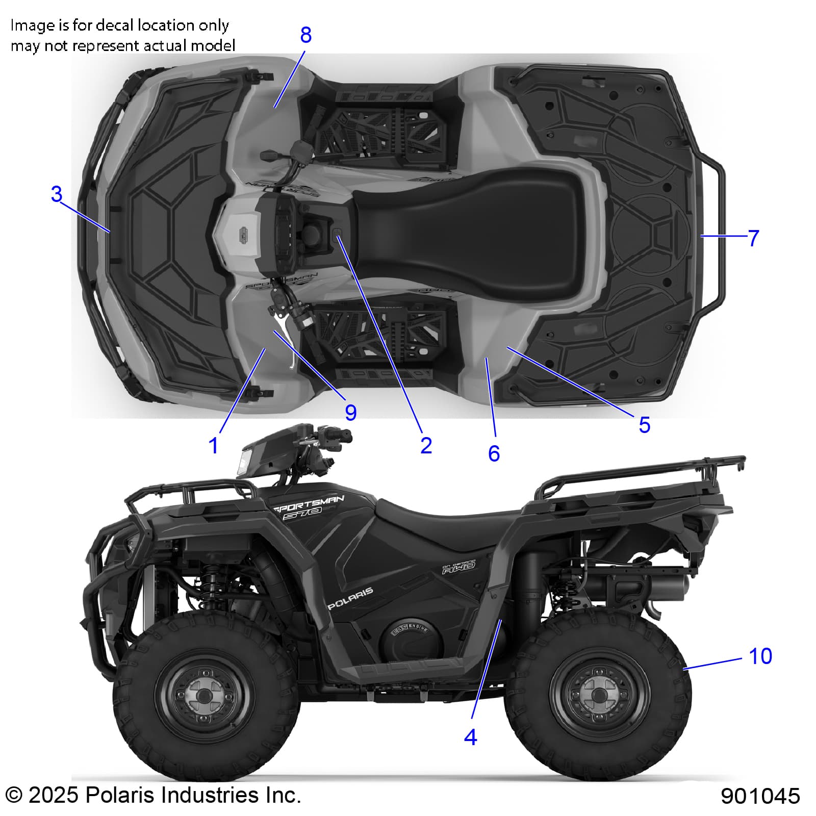 2026 SPORTSMAN 570 EPS β BODY, DECALS, STANDARD - A26SEE57A1/A4/A6/A9/B1/B4/B6 (901045) diagram