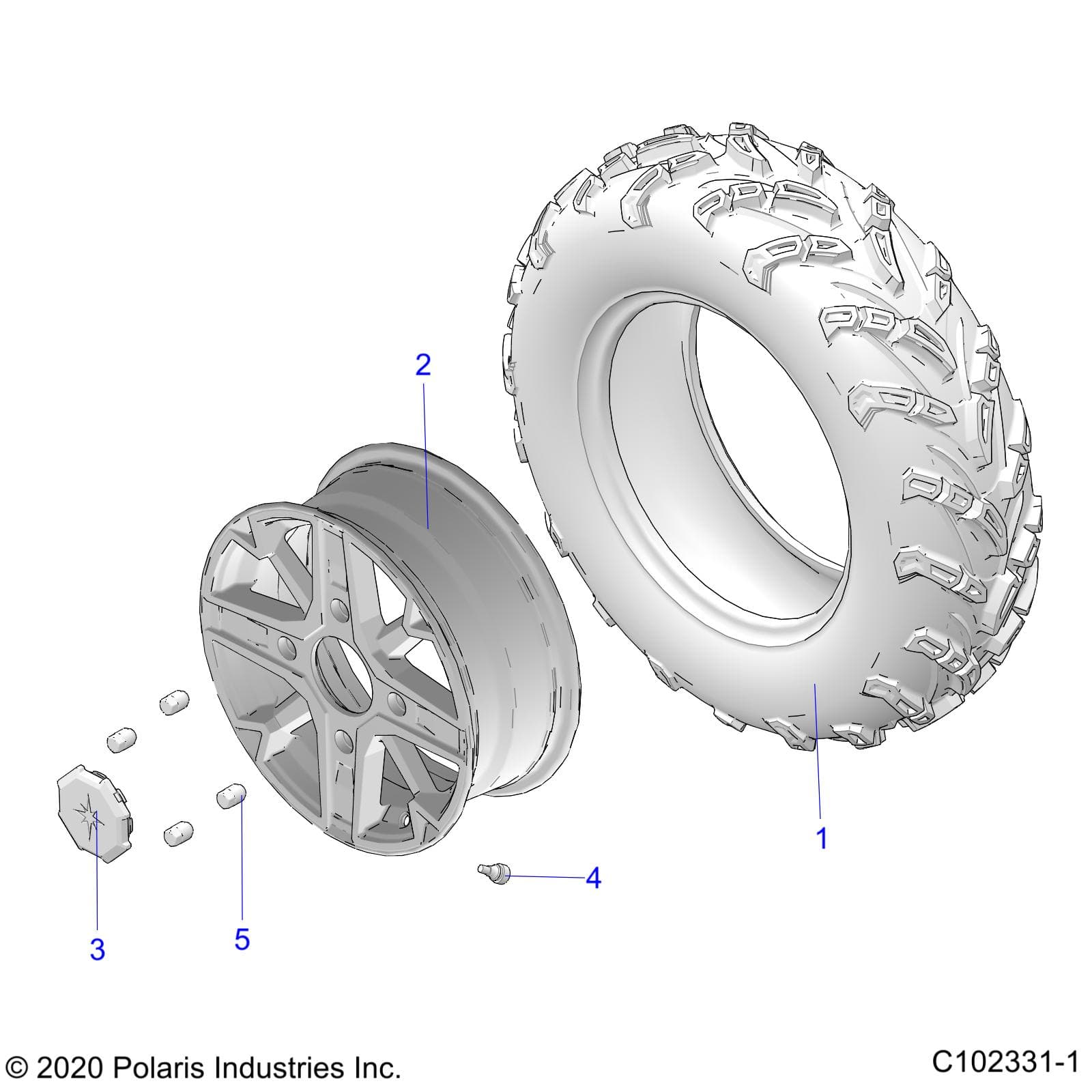 2026 SPORTSMAN 850 48" R02 - A26SXA85A1 β WHEELS, FRONT - A26SXA85A1 (C102331-1) diagram