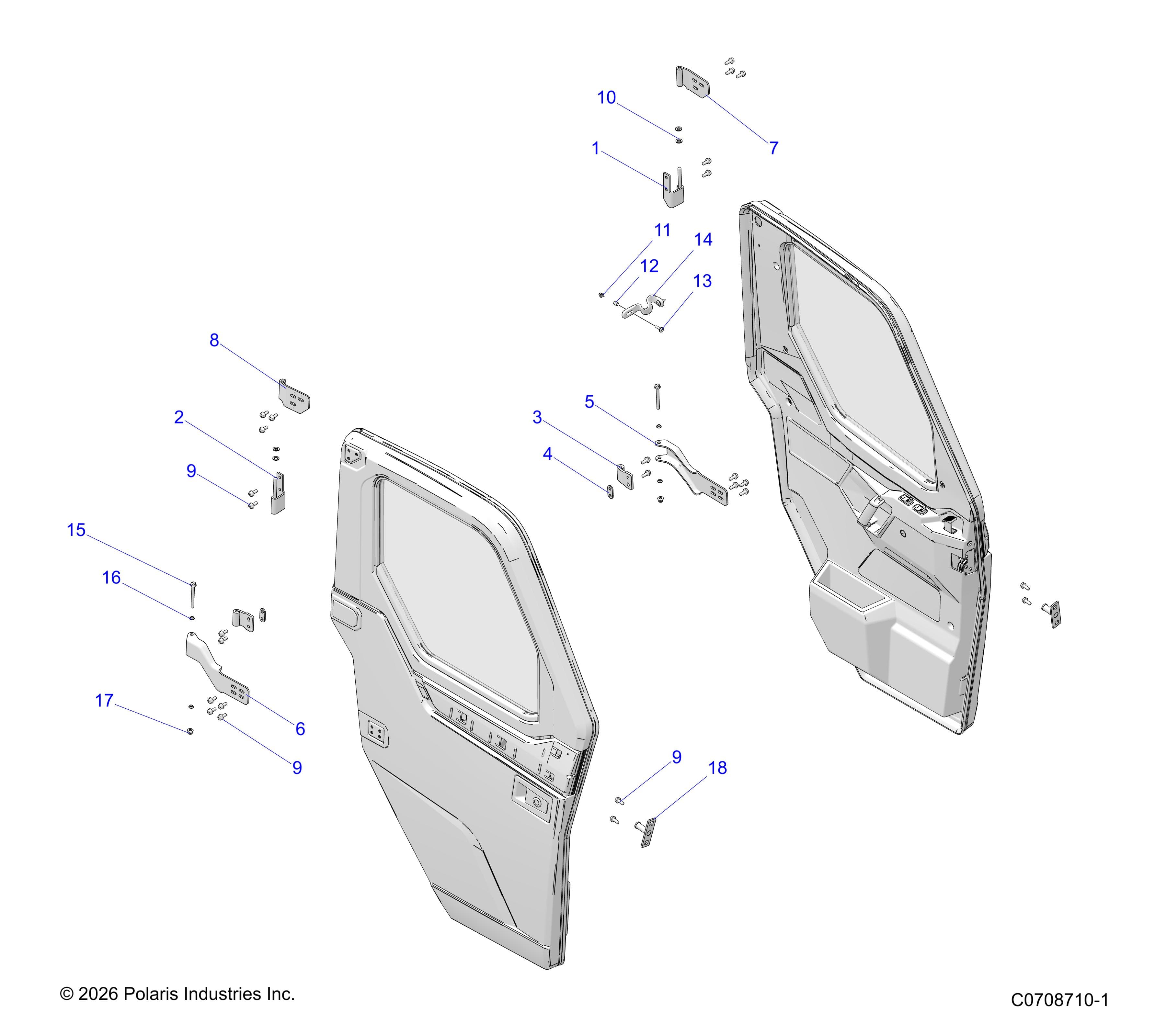 2026 RANGER 1000 XP CREW NSTR ULTIMATE TRAIL BOSS β BODY, DOOR, FRONT MOUNTING diagram