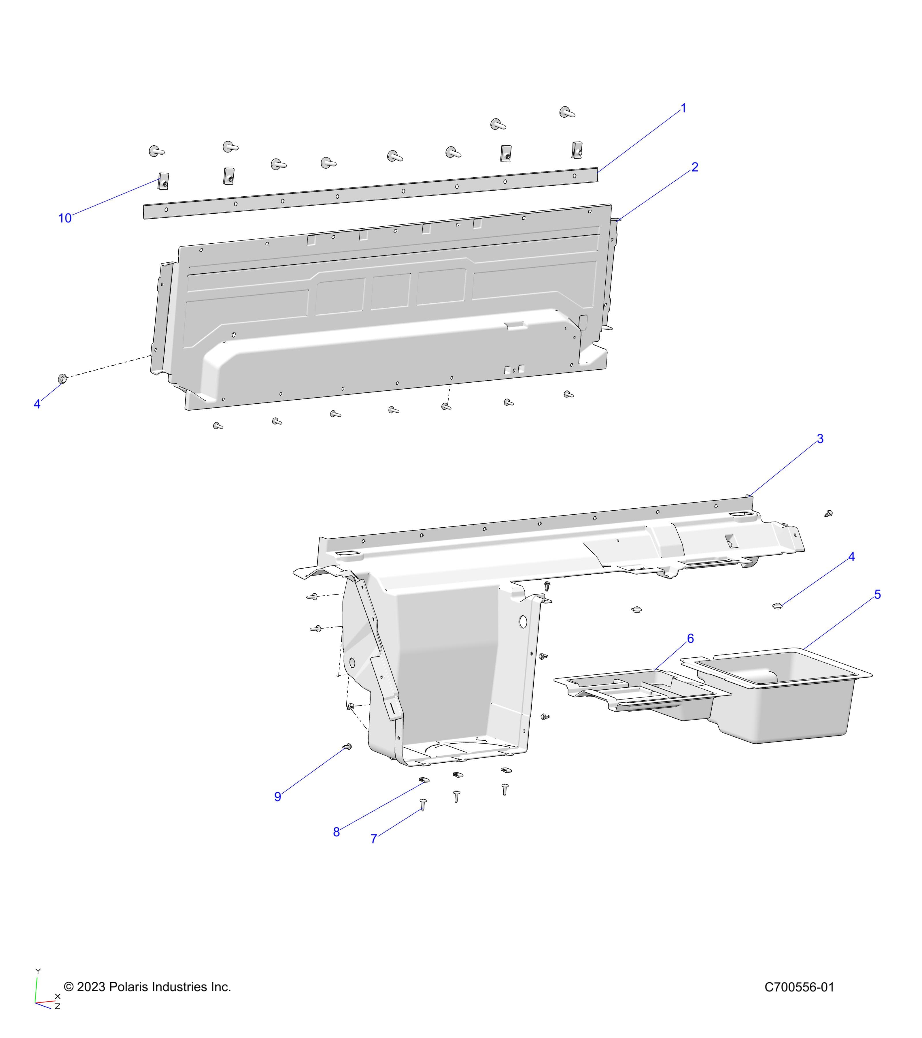 2026 RANGER 1000 XP NSTR ULTIMATE TRAIL BOSS β BODY, REAR CLOSEOFF - R26RRV99AK (C700556-01) diagram