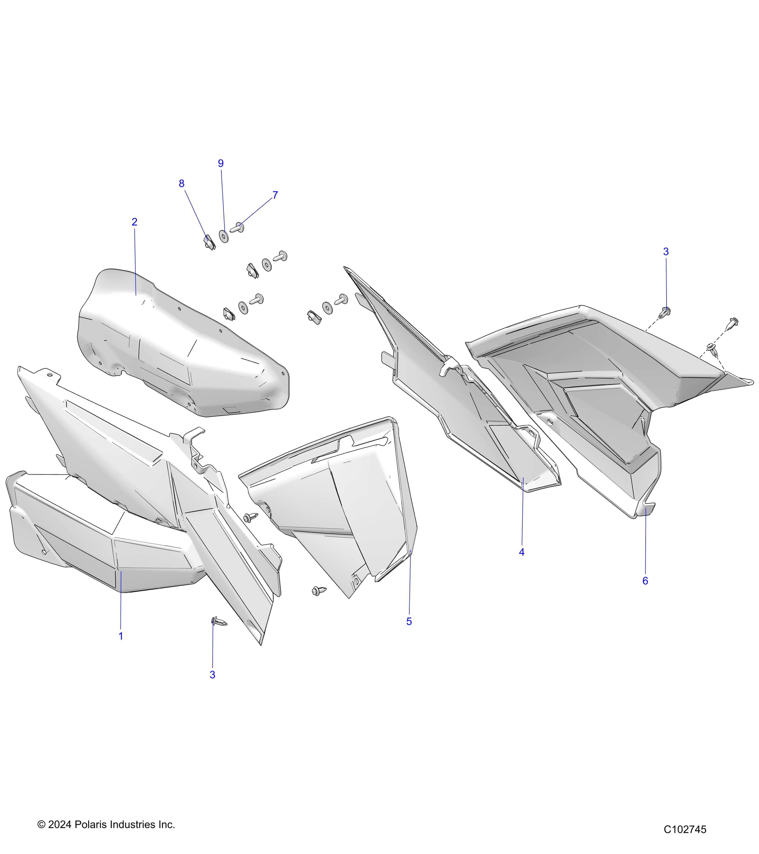 2026 SCRAMBLER 850 48" R02 - A26SVA85A4 β BODY, SIDE PANELS - A26SVA85A4 (C102745) diagram