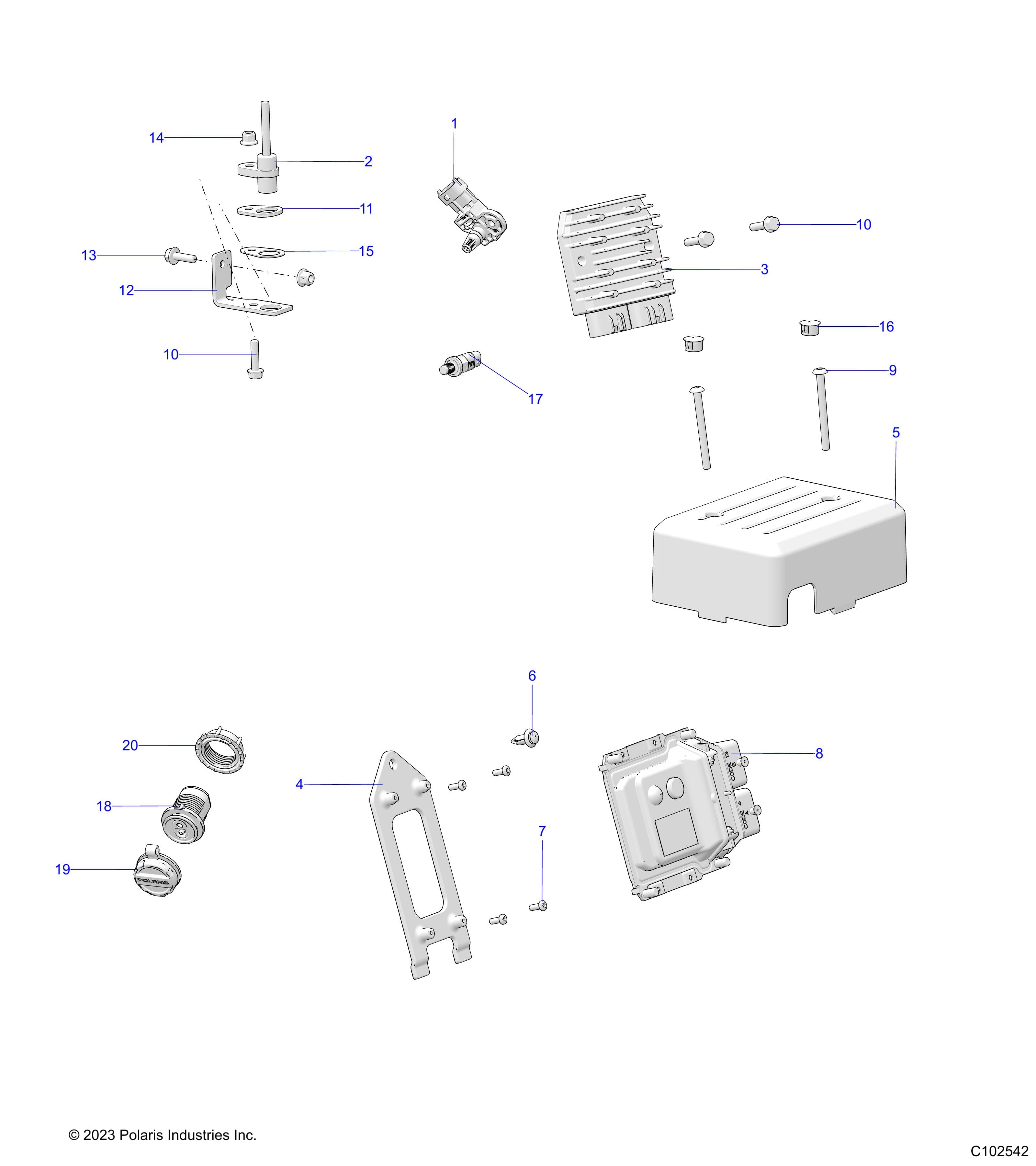 2026 RANGER 150 EFI β ELECTRICAL, SENSORS, MODULES, and SWITCHES 2- R26HZA15A5/B5 (C102542) diagram