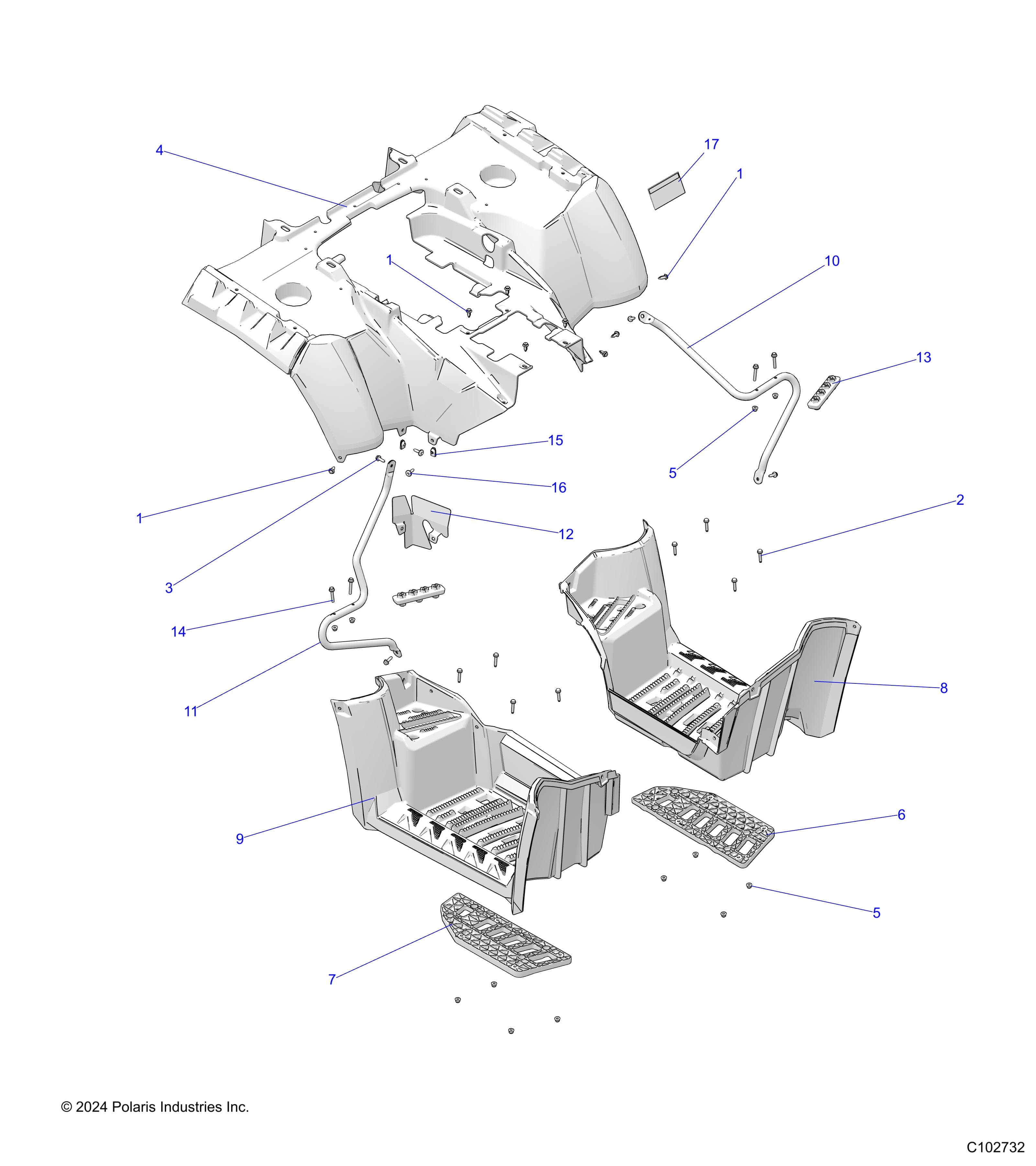 2026 SPORTSMAN TOURING XP 1000 R01 - A26SYY95AK β BODY, REAR CAB and FOOTWELL - A26SYY95AK (C102732) diagram
