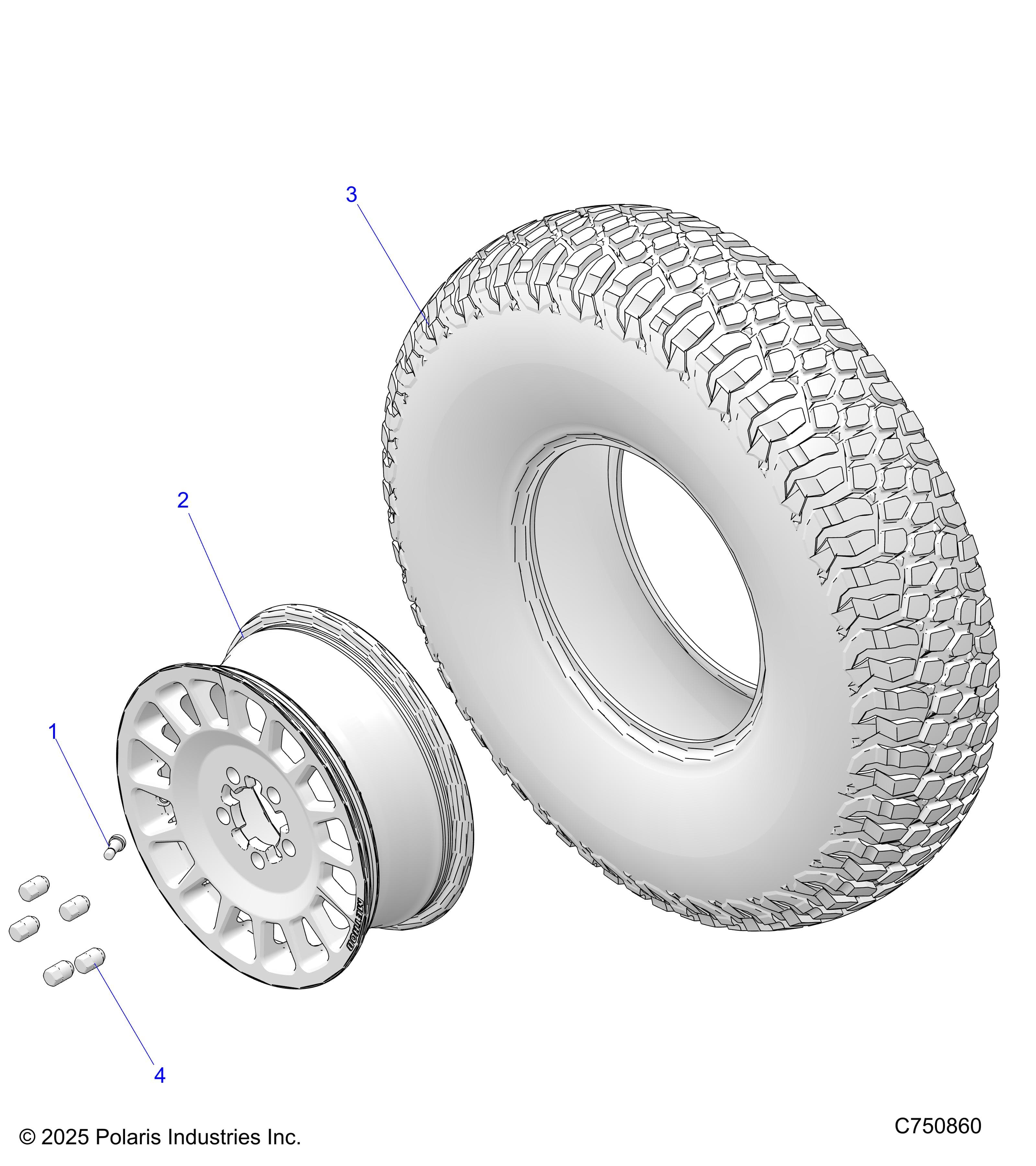 2026 RZR PRO R RACE H.O. β WHEELS, FRONT/REAR - Z26RRL2KAL(C750860) diagram
