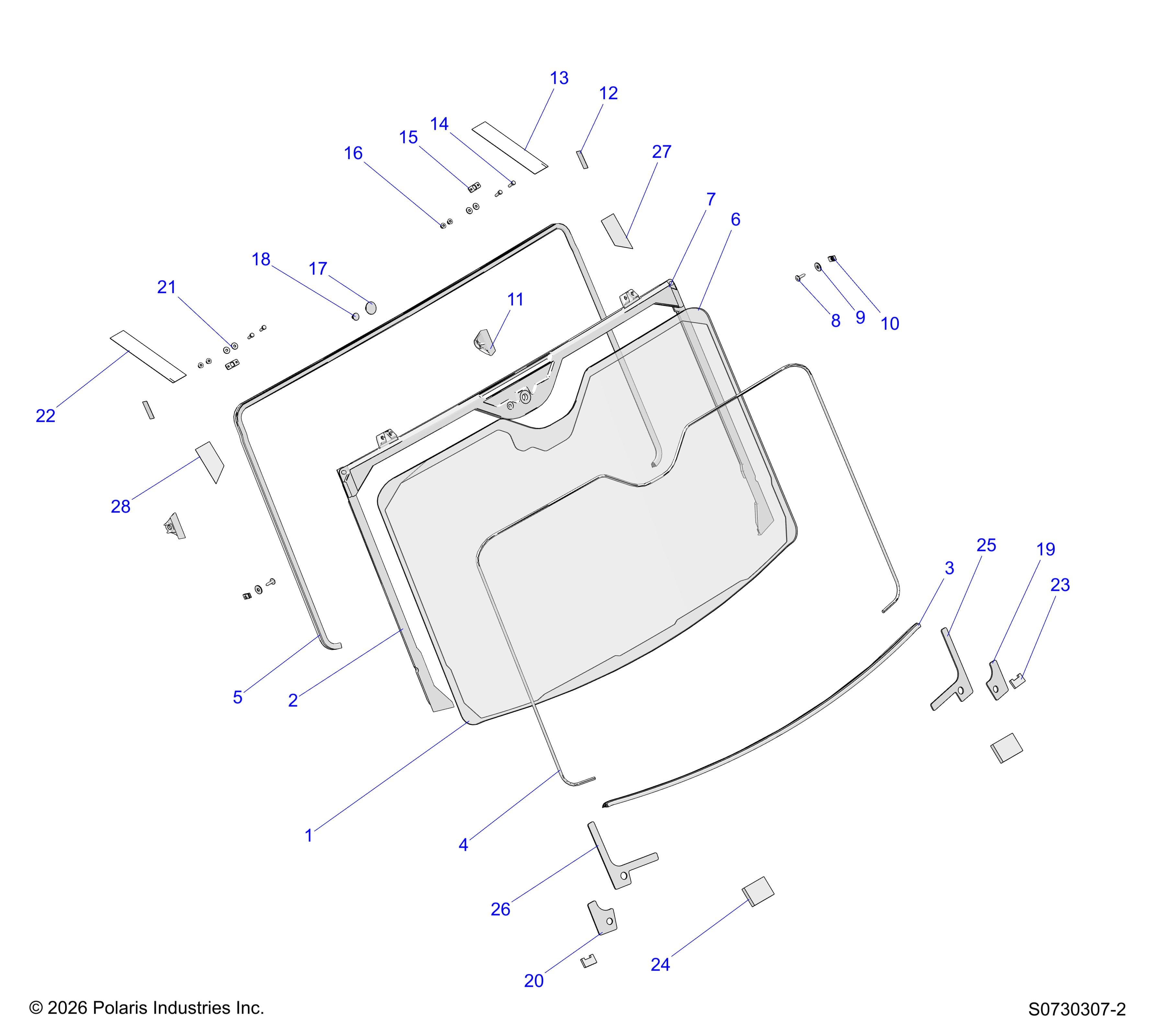 2026 RANGER 1000 CABBED β BODY, WINDSHIELD diagram