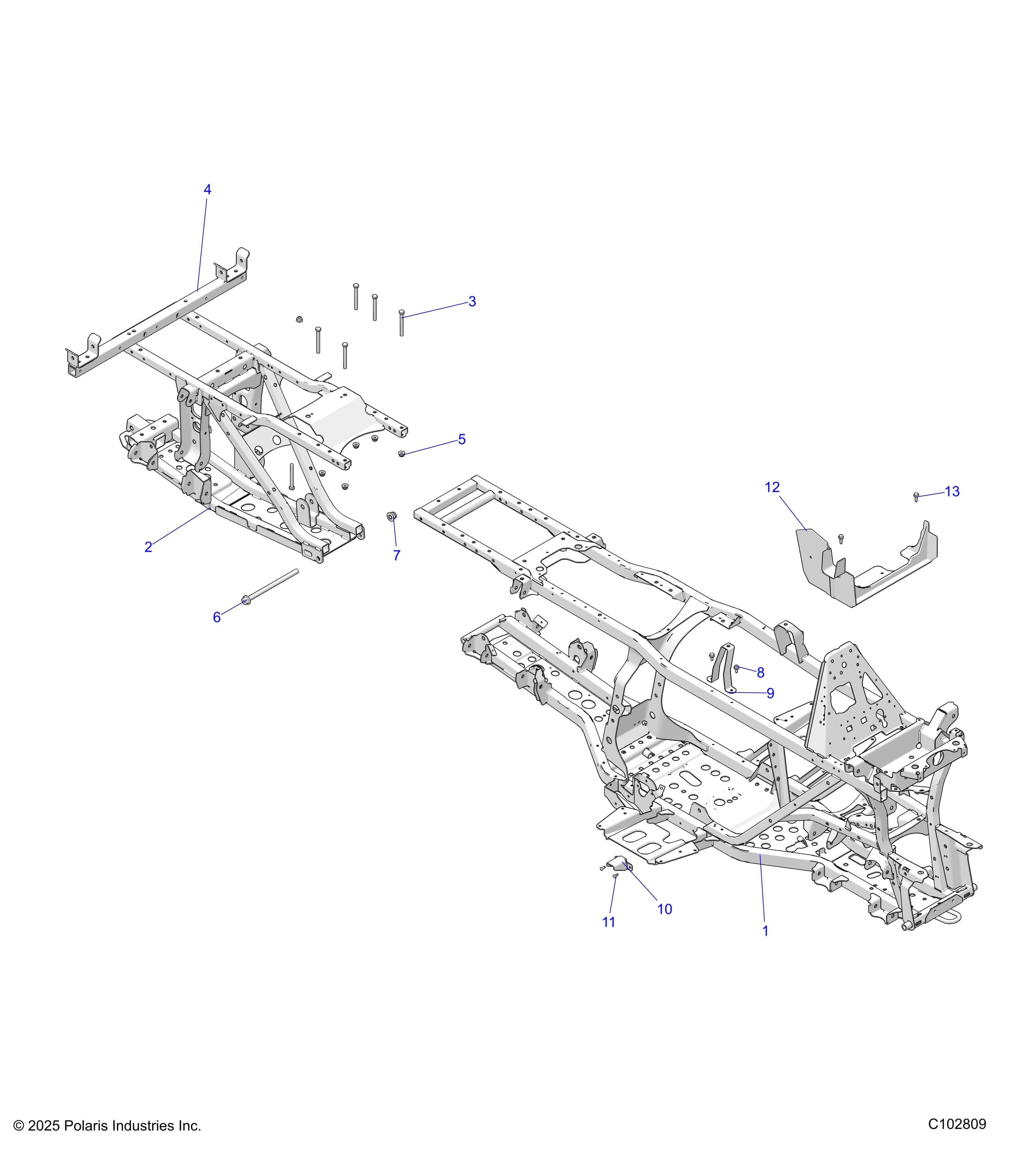 2026 SPORTSMAN 570 6X6 EPS 49S β CHASSIS, FRAME - A26SKE57A1 (C102809) diagram