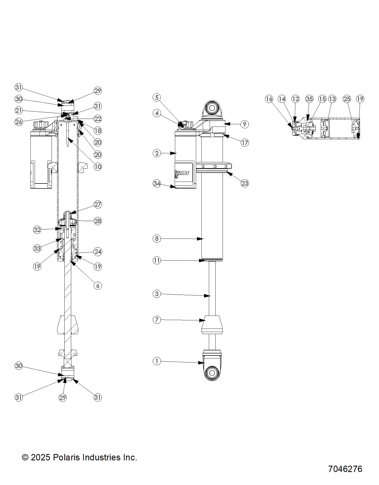 2026 RZR XP 1000 ULTIMATE β SUSPENSION, FRONT SHOCK INTERNALS - Z26NET99A4/B4/A6/B6 (7046276) diagram