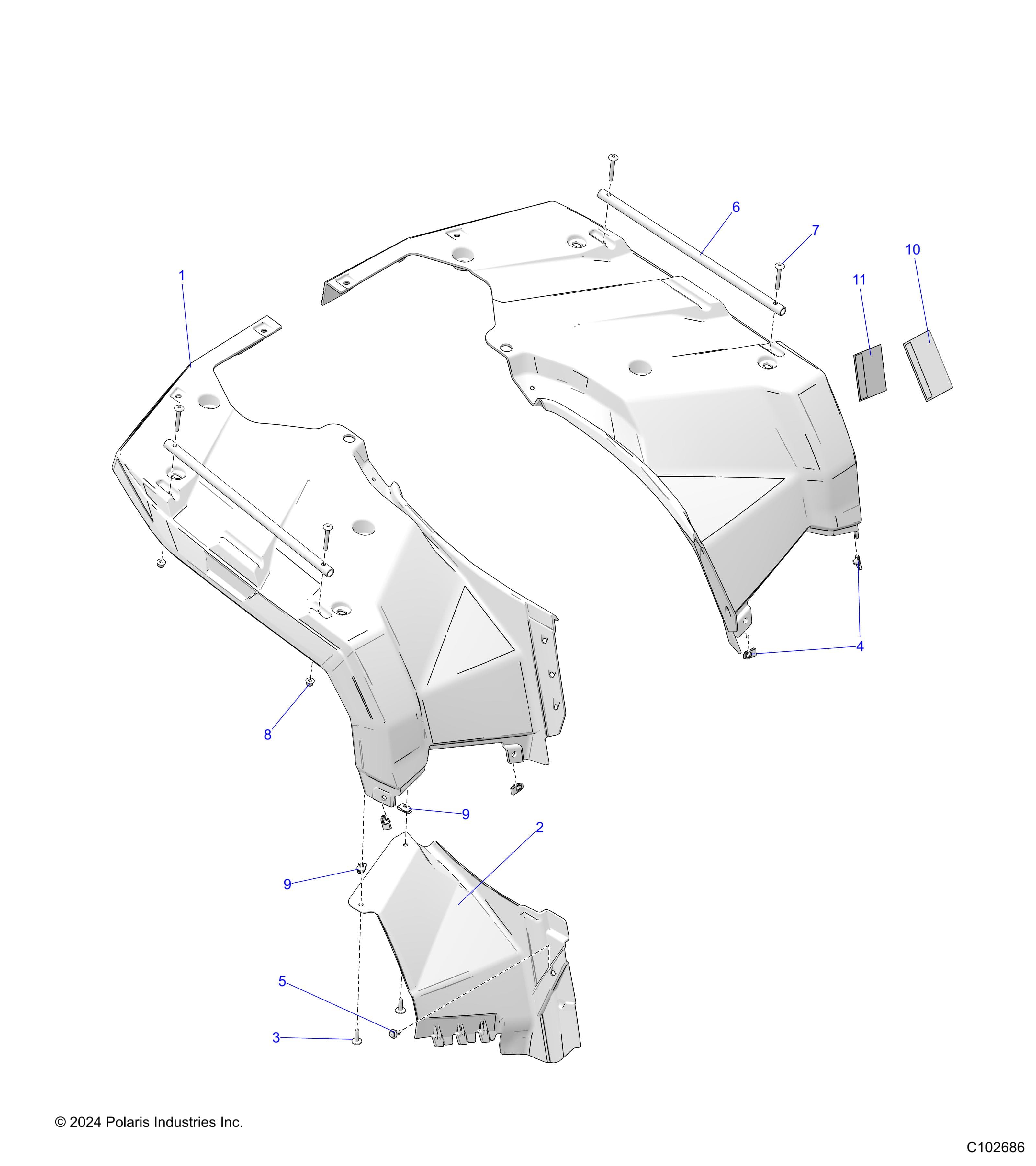 2026 SPORTSMAN 570 EPS PREM 40th β BODY, REAR CAB - A26SEZ57AB/BB (C102686) diagram