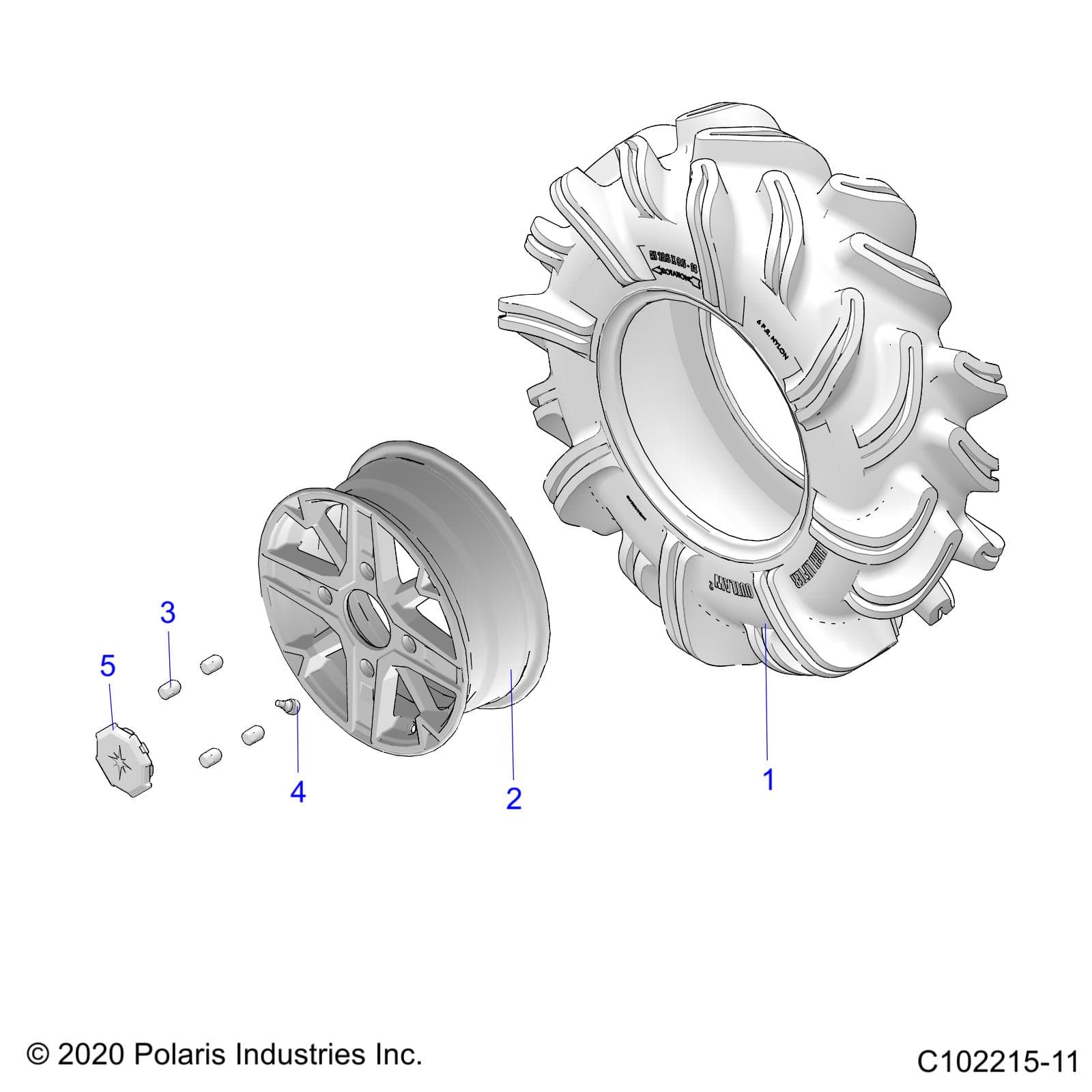 2026 SPORTSMAN 850 MUD 49S R01 - A26SXN85A7 β WHEELS, FRONT - A26SXN85A7 (C102215-11) diagram