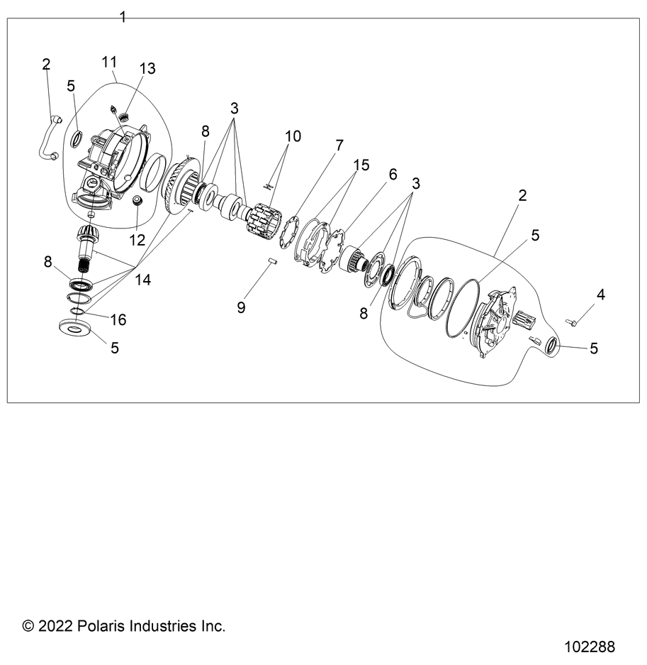 2026 SPORTSMAN 570 6X6 EPS 49S β DRIVE TRAIN, FRONT GEARCASE - A26SKE57A1 (102288) diagram