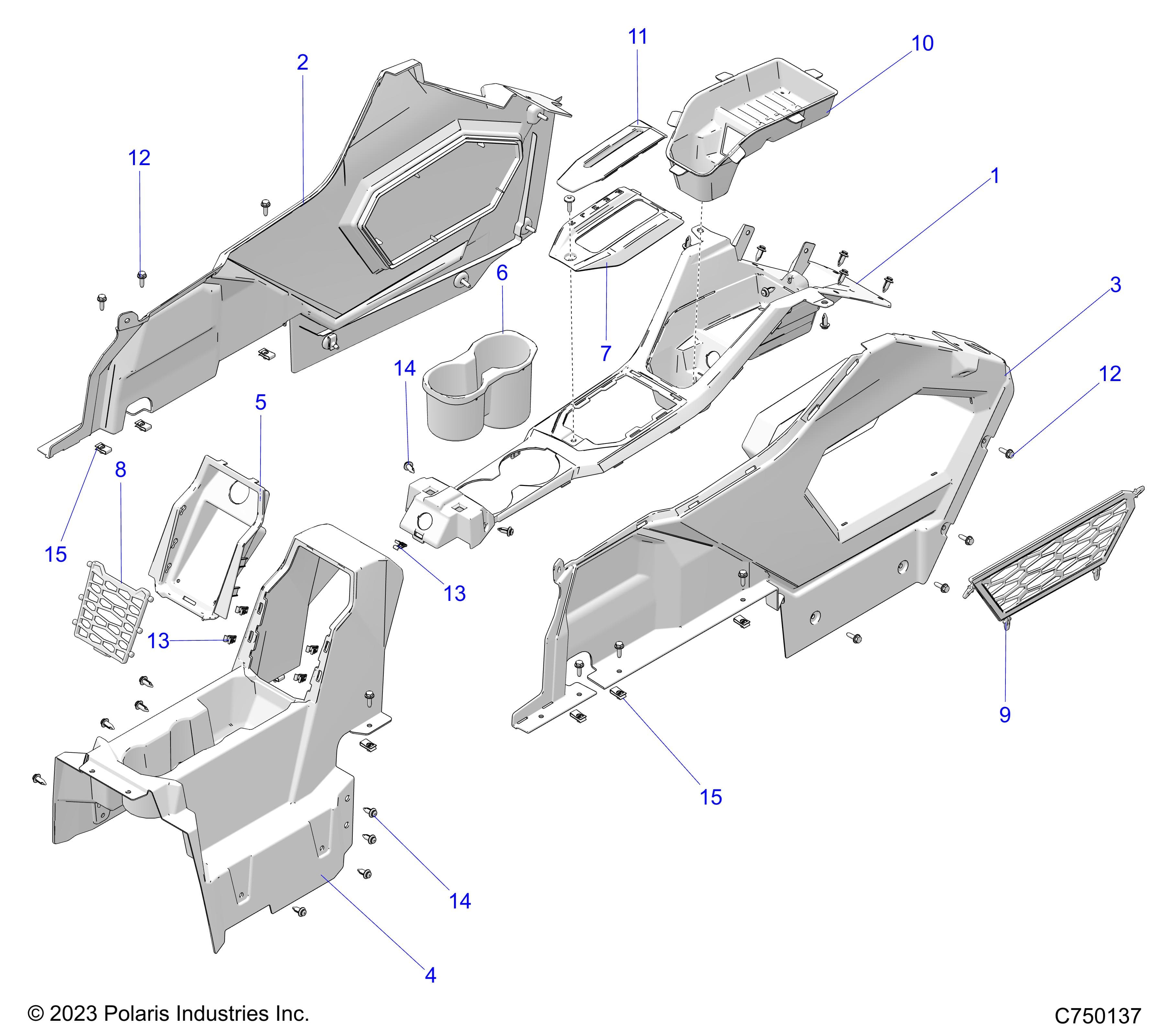 2026 RZR PRO XP 4 SPORT β BODY, CENTER CONSOLE - Z26X4E92A4/B4/A6/B6 (C750137) diagram