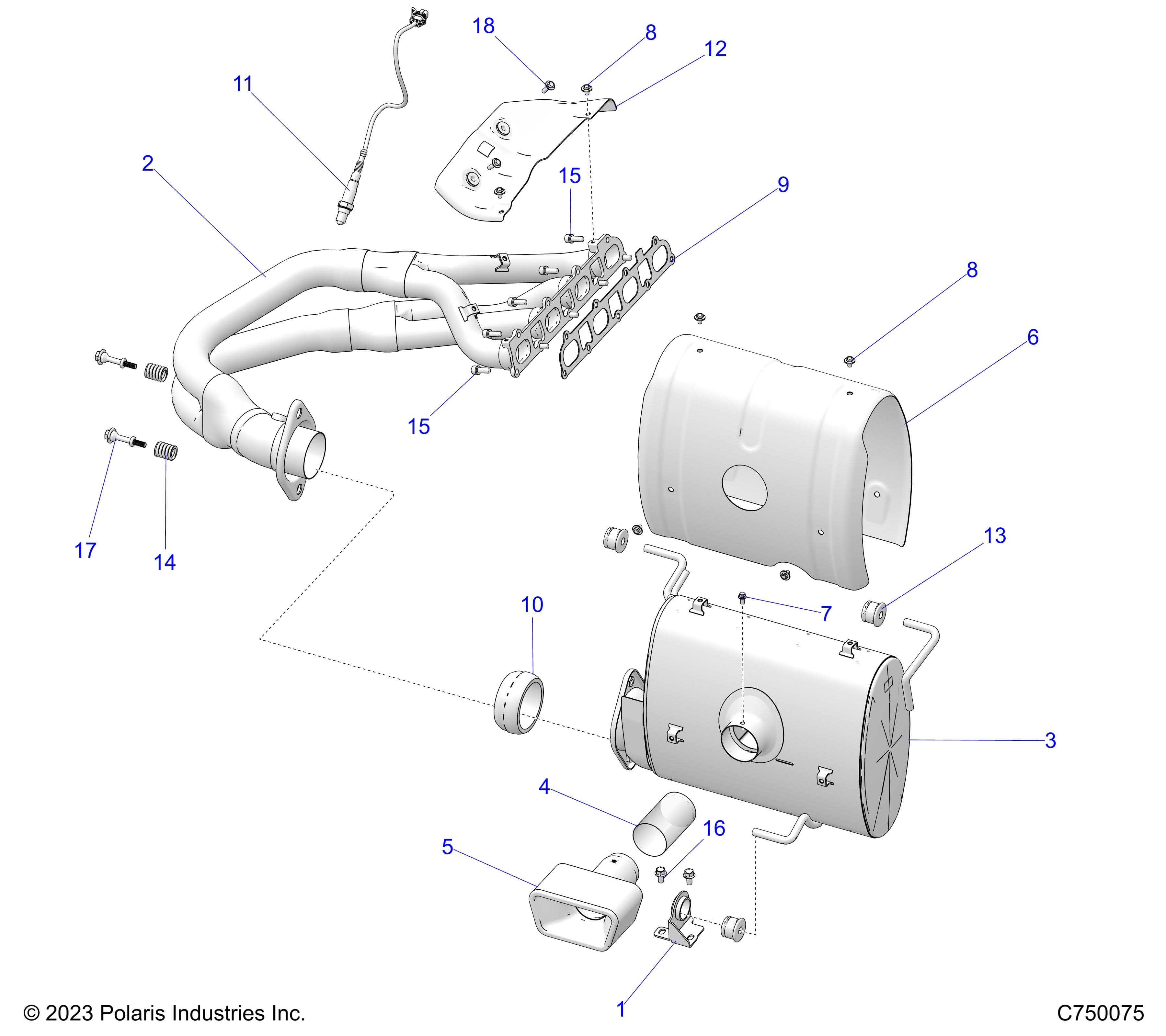 2026 RZR PRO R LE β ENGINE, EXHAUST SYSTEM - Z26RPP2KBL (C750075) diagram