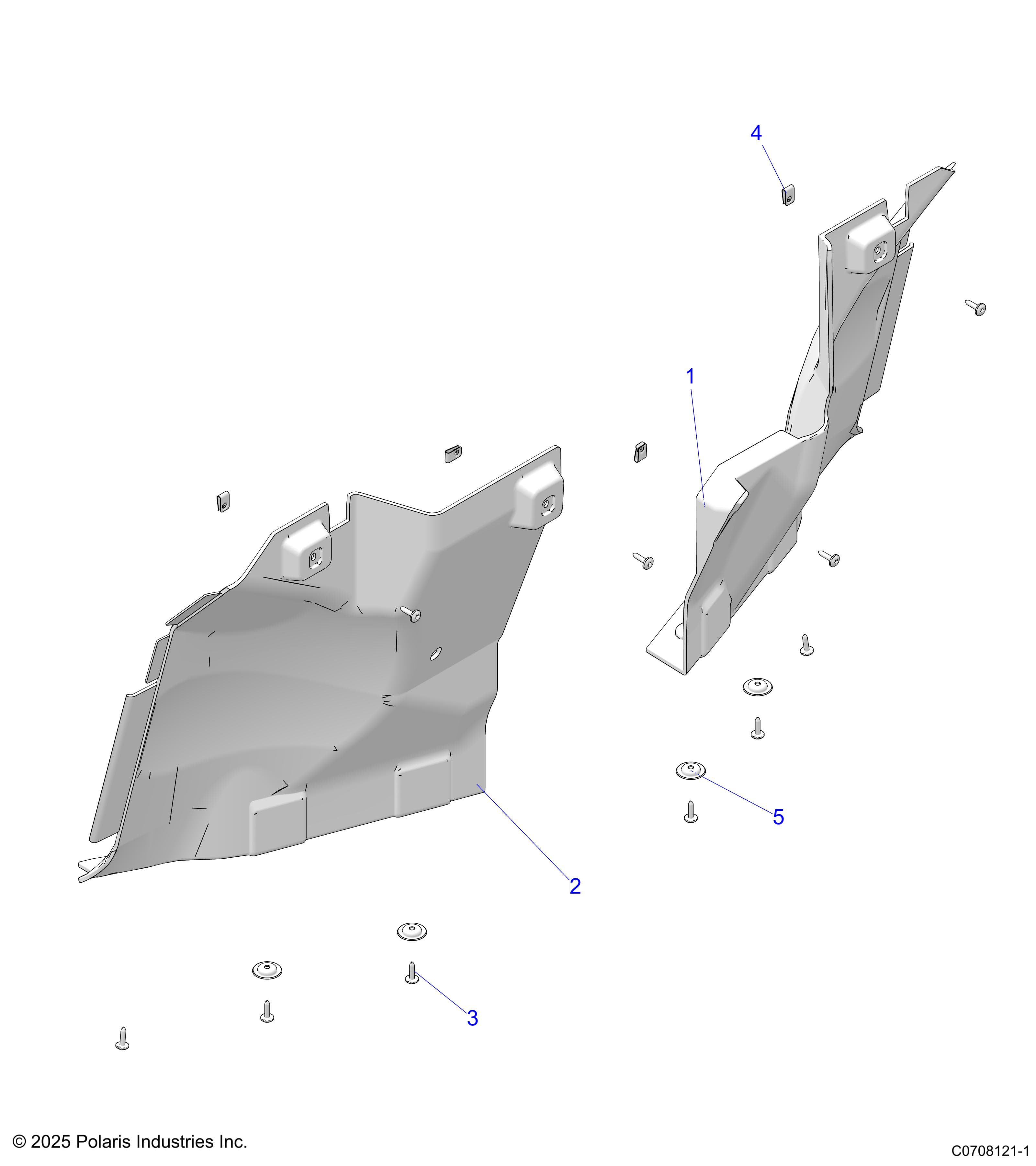 2026 RANGER 1000 XP CREW NSTR ULTIMATE TRAIL BOSS β BODY, FRONT INNER FENDER - R26RSV99AK (C0708121-1) diagram