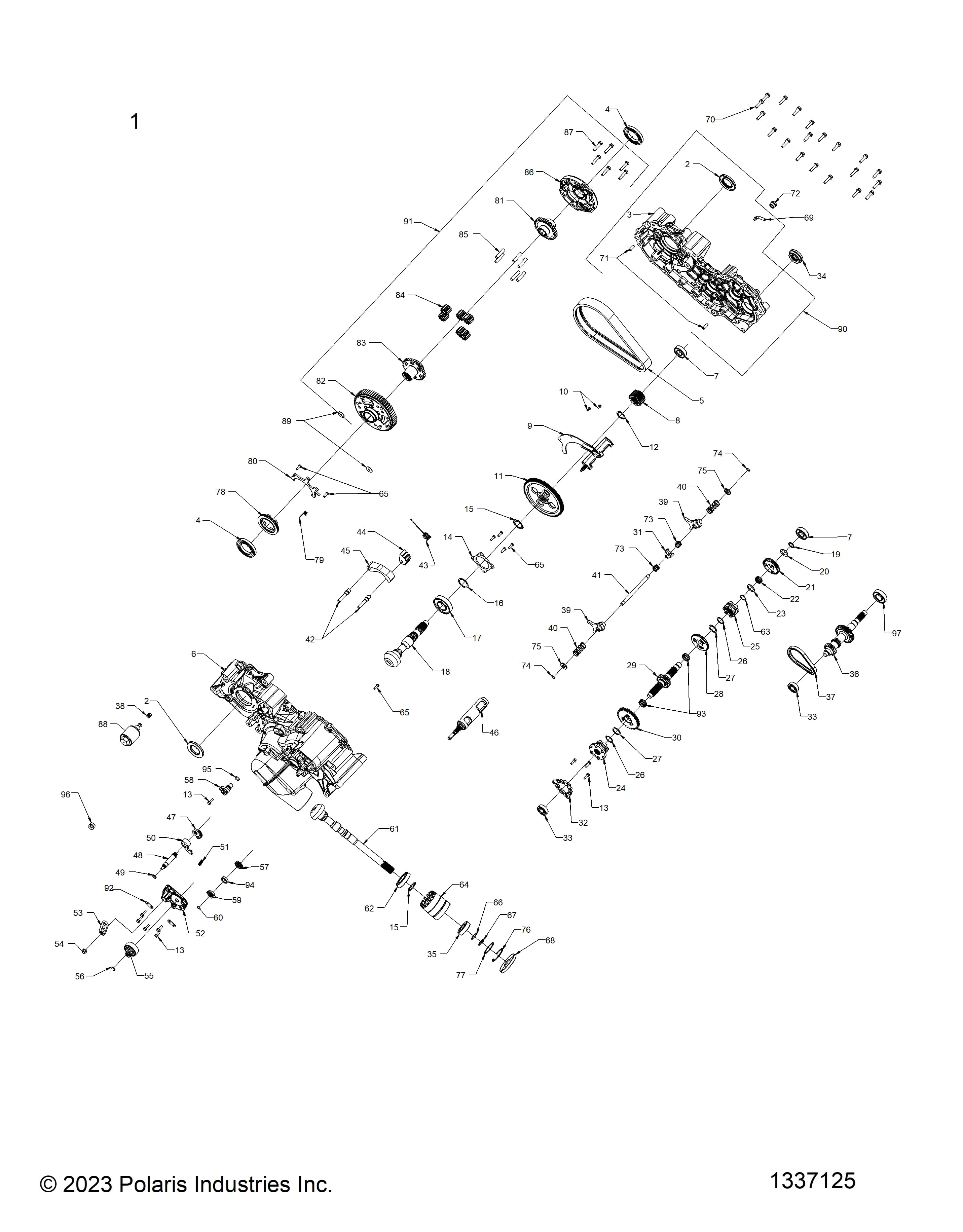 2026 SPORTSMAN 570 X2 EPS β DRIVE TRAIN, MAIN GEARCASE - A26SWE57AL (1337125) diagram