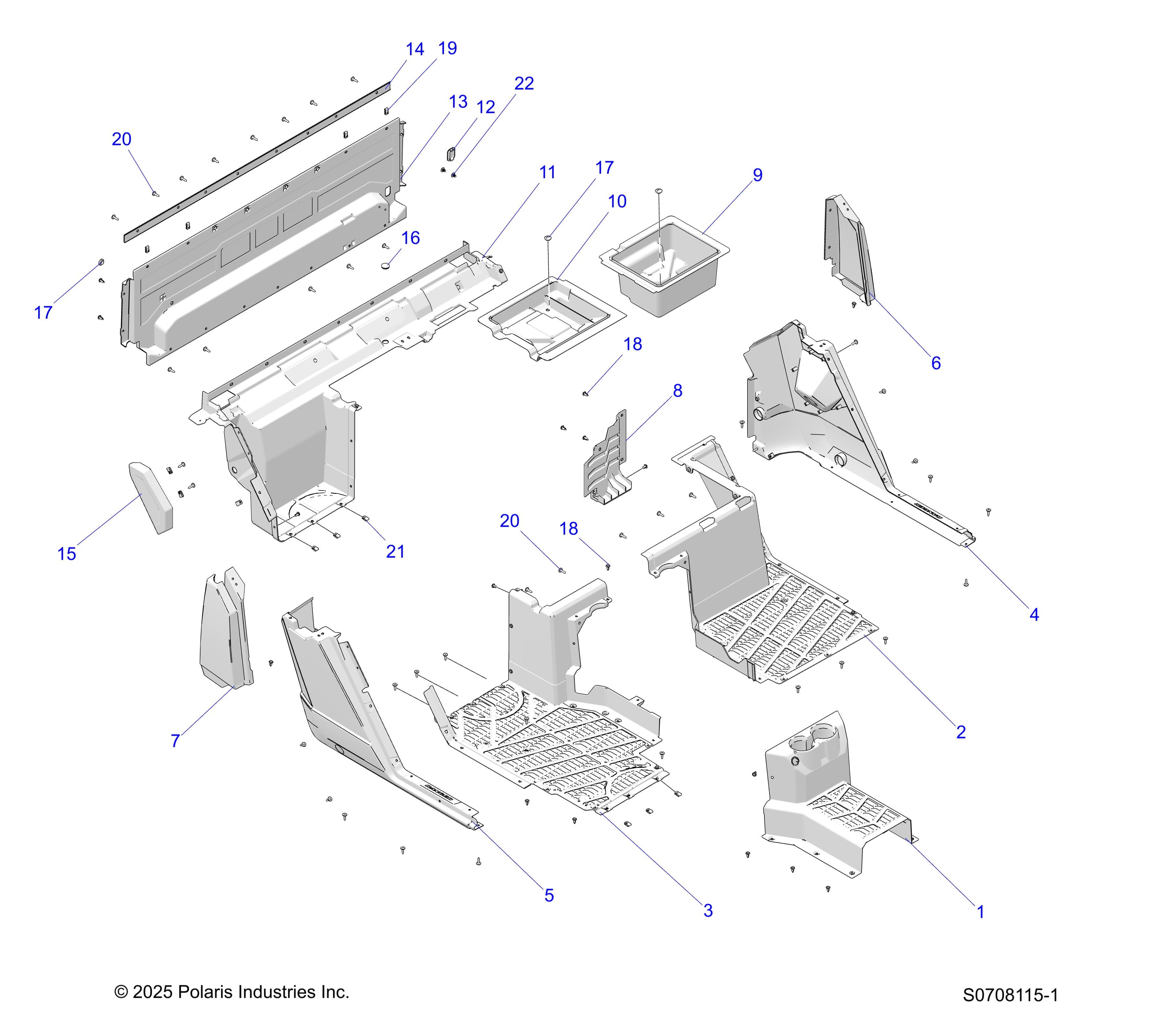 2026 RANGER 1000 XP CREW TEXAS EDITION β BODY, REAR FLOOR & ROCKERS diagram