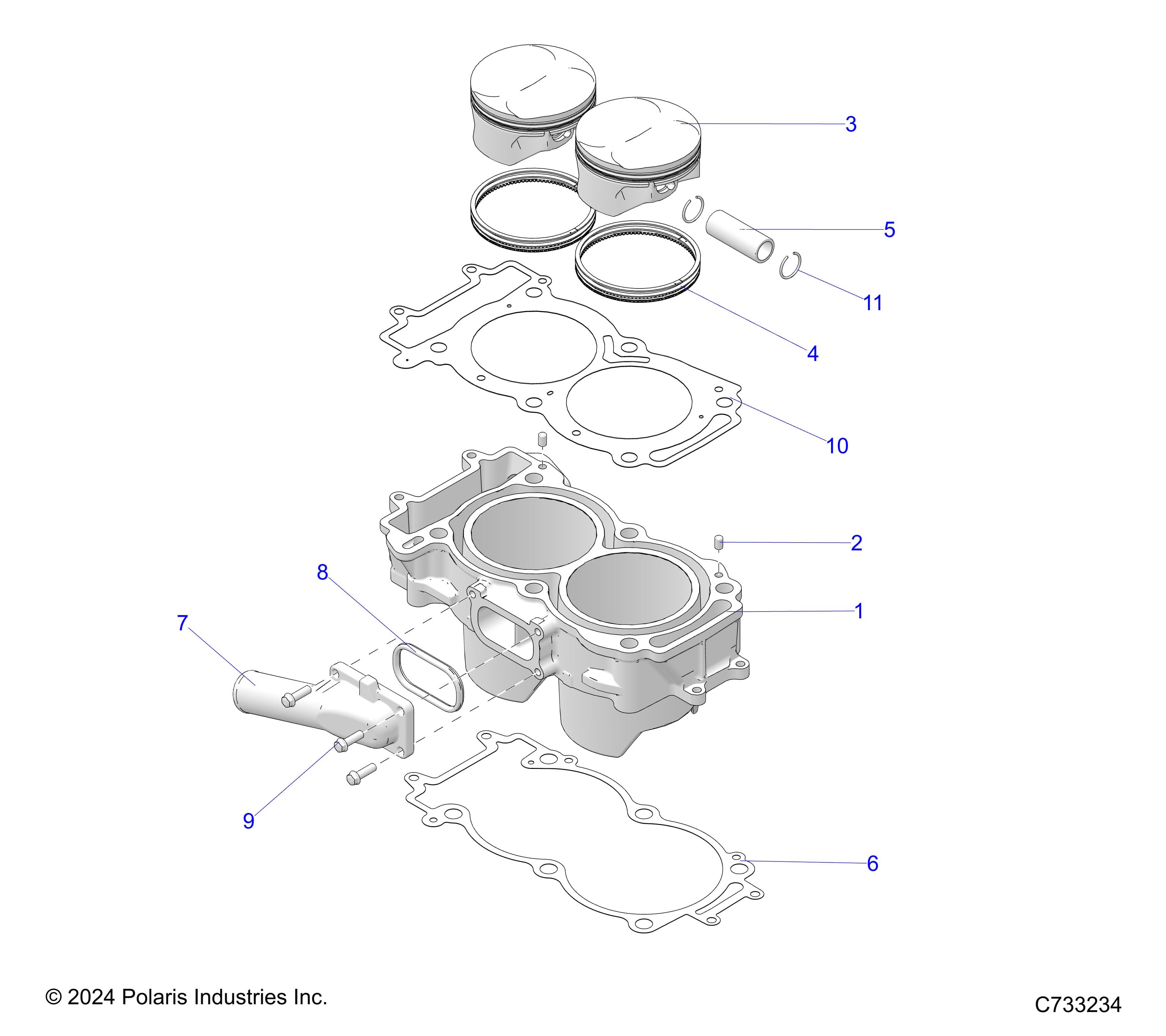 2026 RANGER 1000 XP CREW NORTHSTAR TEXAS EDITION β ENGINE, CYLINDER & PISTON - R26RST99AL (C700349-1) diagram