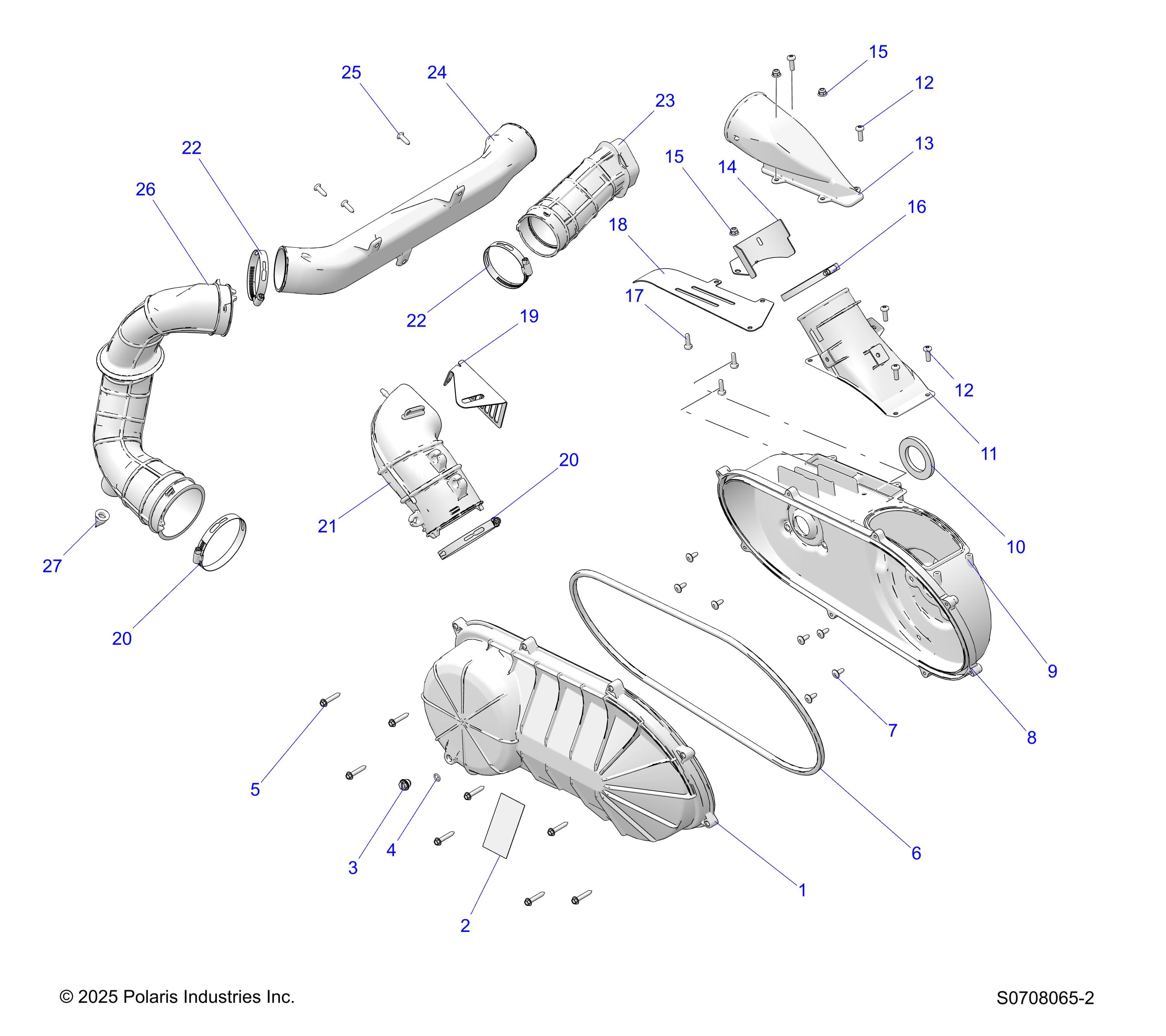 2026 RANGER 1000 NON EPS β DRIVE TRAIN, CLUTCH COVER & DUCTING diagram