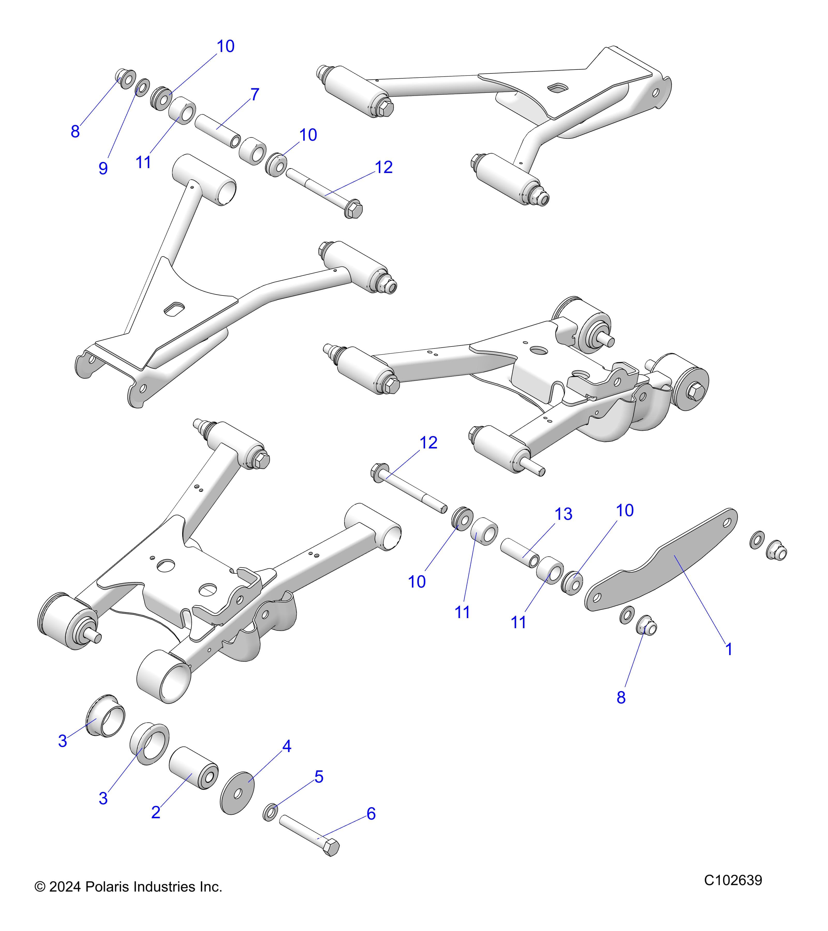 2026 SPORTSMAN 570 6X6 EPS 49S β SUSPENSION, REAR CONTROL ARM MOUNTING - A26SKE57A1 (C102639) diagram