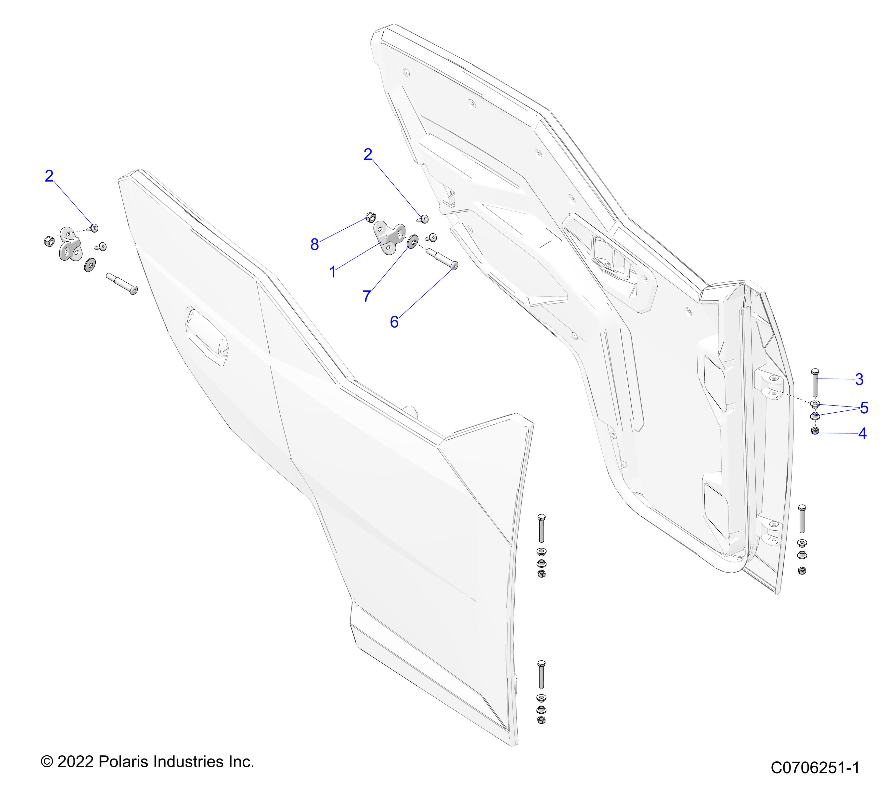 2026 GENERAL XP4 1000 ULTIMATE β BODY, DOOR MOUNTING, FRONT diagram