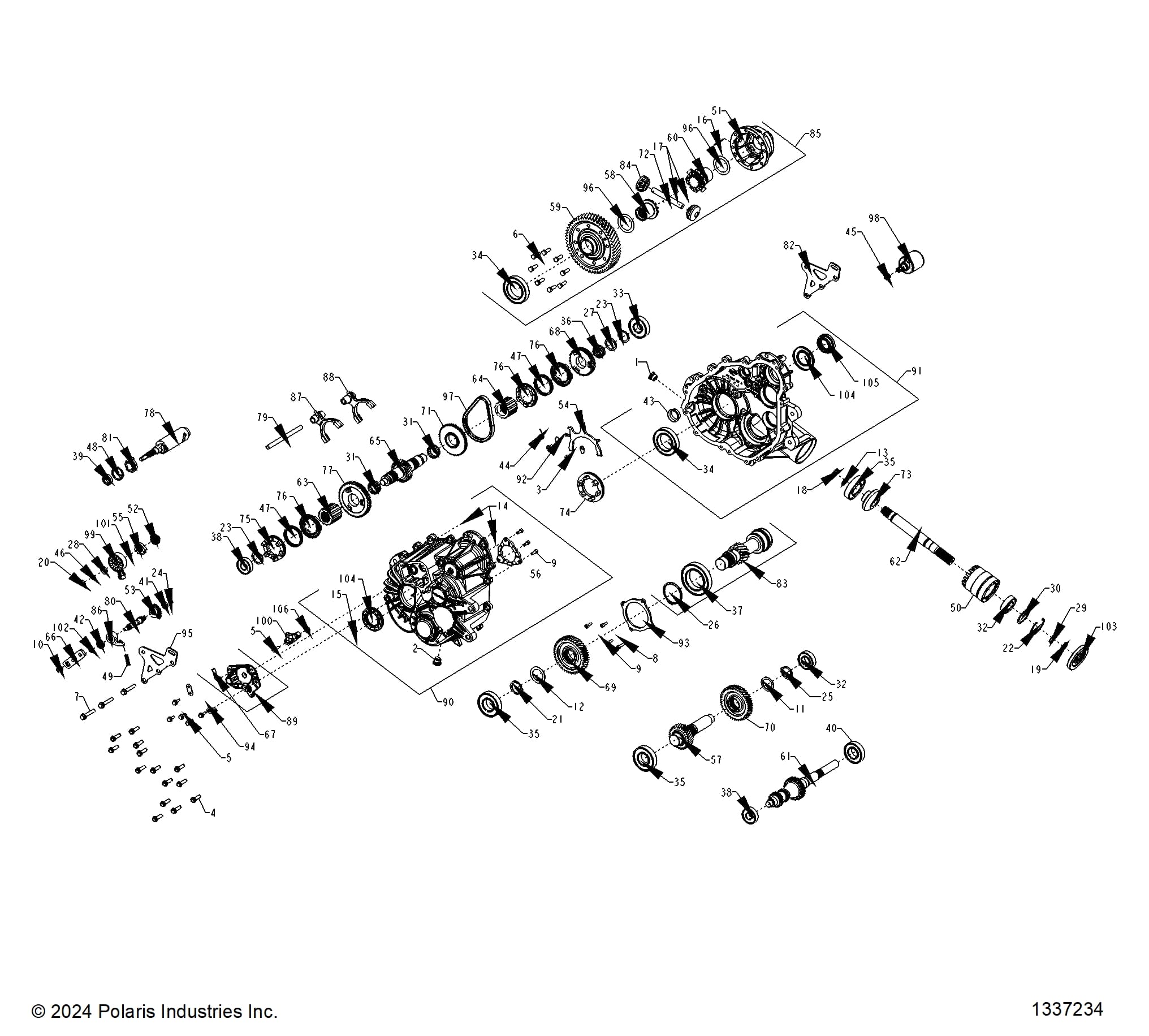 2026 RANGER 1000 CABBED β DRIVE TRAIN, MAIN GEARCASE INTERNALS diagram