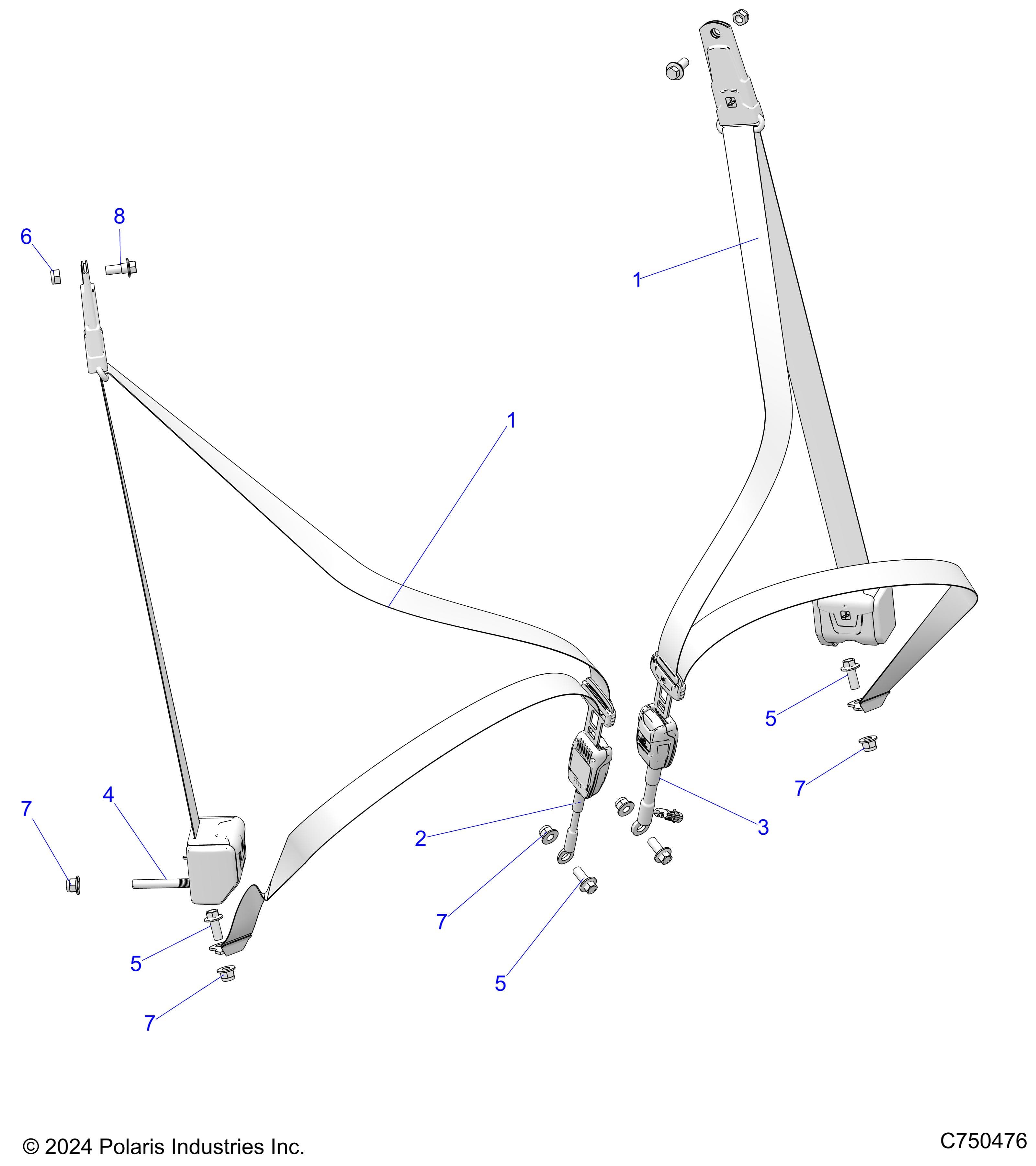 2026 RZR XP 1000 ULTIMATE β BODY, SEAT BELT MOUNTING - Z26NET99A4/B4/A6/B6 (C750476) diagram