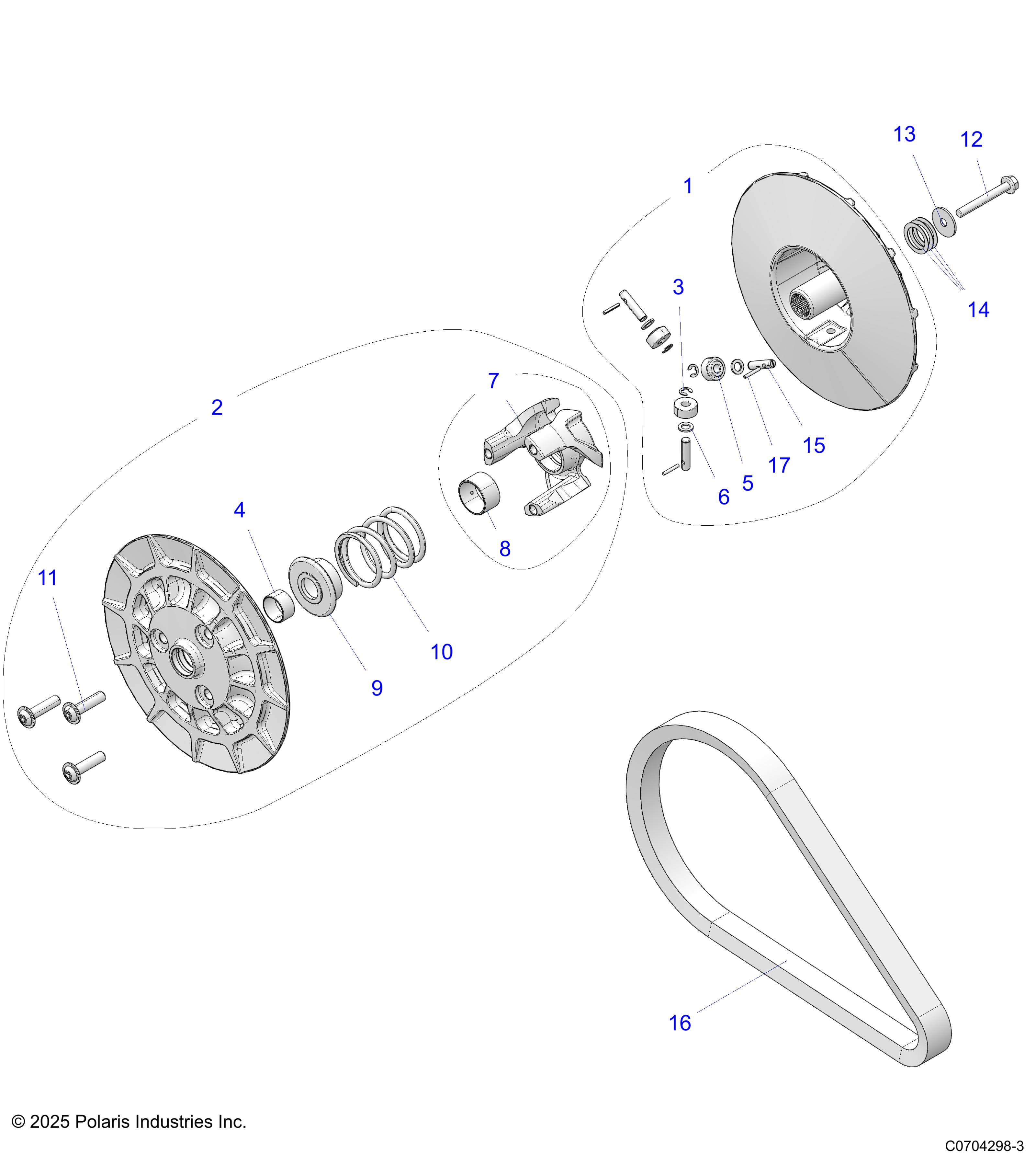 2026 SPORTSMAN TOURING 570 PREM β DRIVE TRAIN, SECONDARY CLUTCH - A26SDZ57AB (C0704298-3) diagram