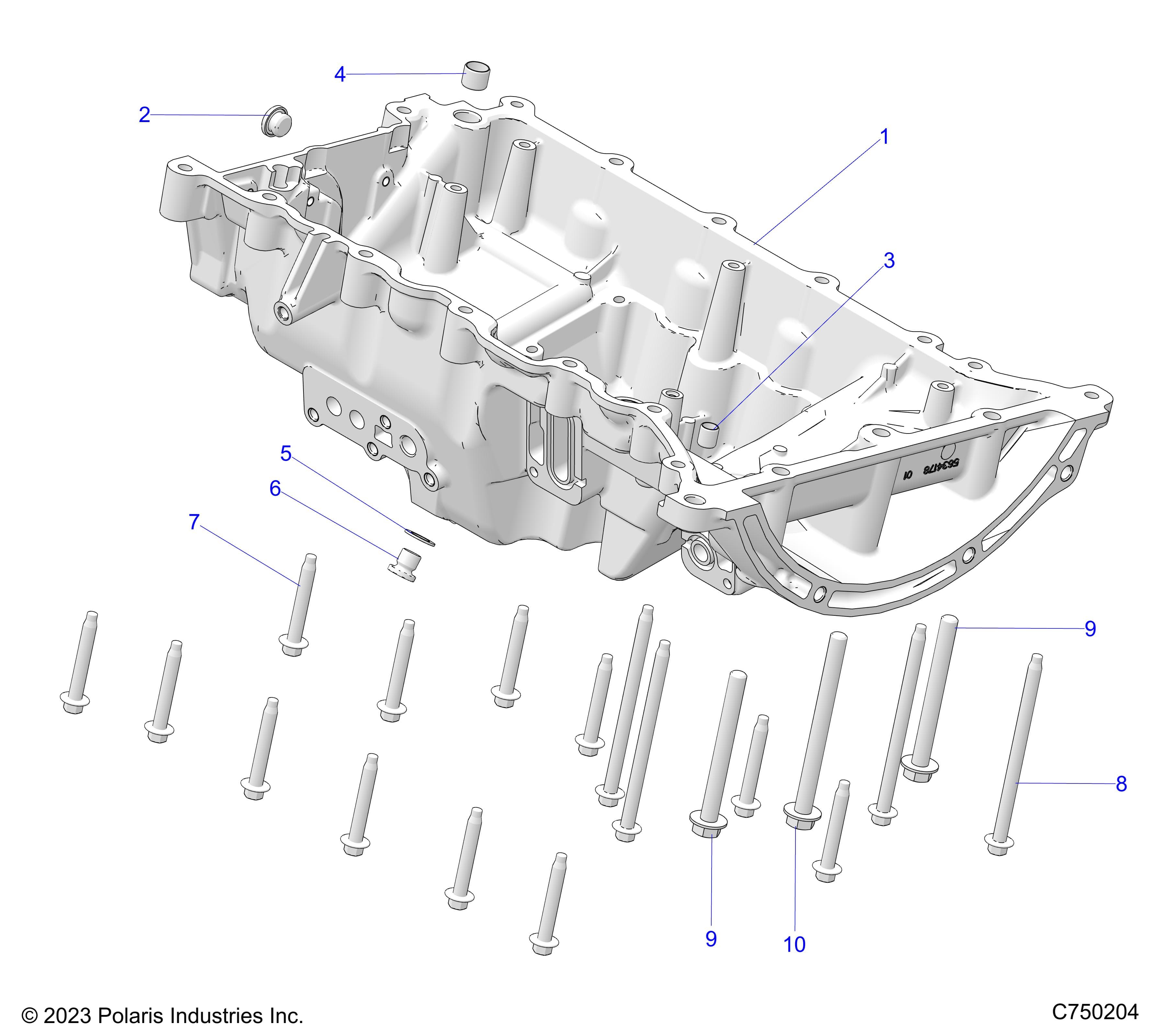 2026 RZR PRO R LE β ENGINE, OIL PAN, MOUNTING AND RELATED - Z26RPP2KBL (C750204) diagram