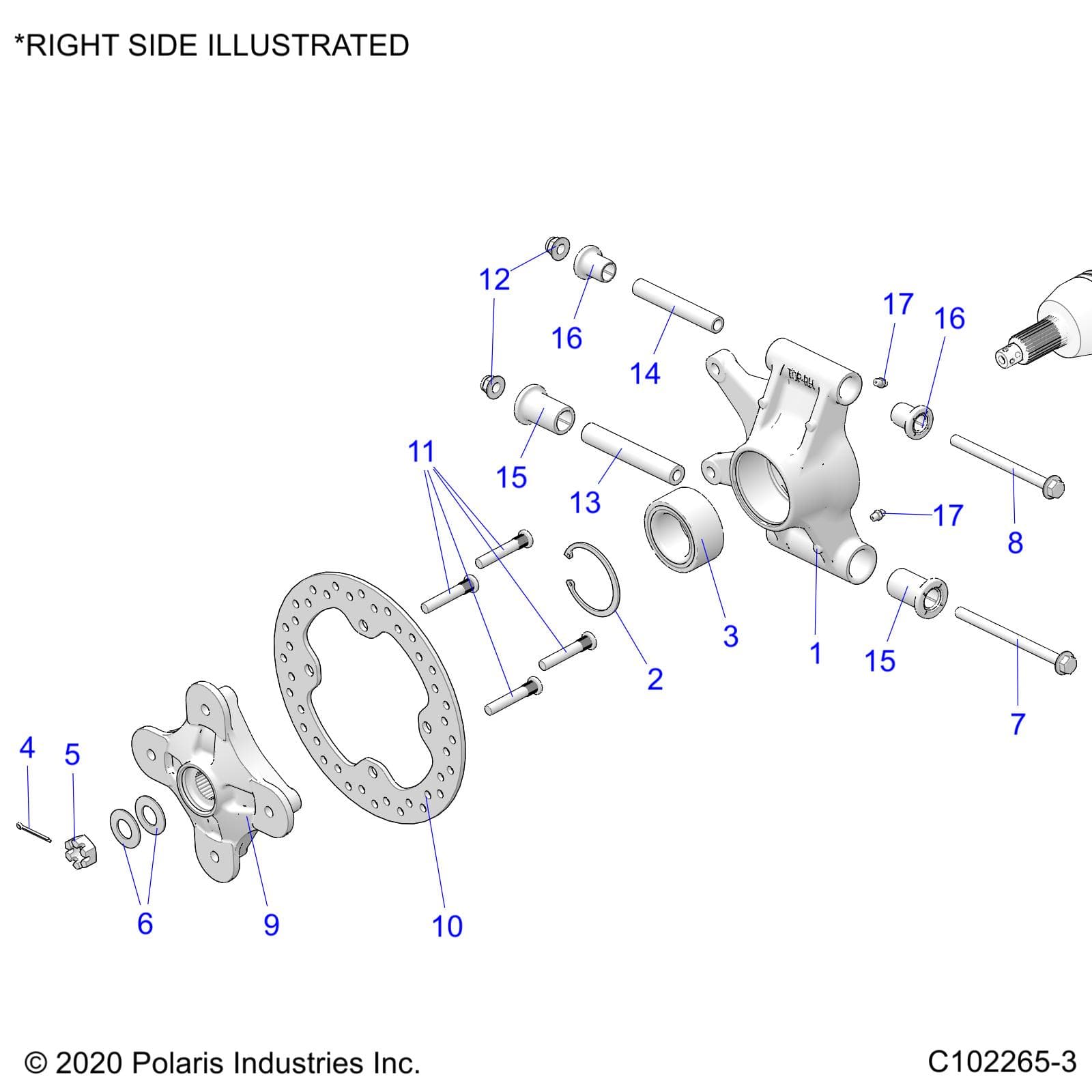 2026 SPORTSMAN 850 48" R02 - A26SXA85A1 β SUSPENSION, REAR HUBS, CARRIER and BRAKE DISC - A26SXA85A1 (C102265-3) diagram