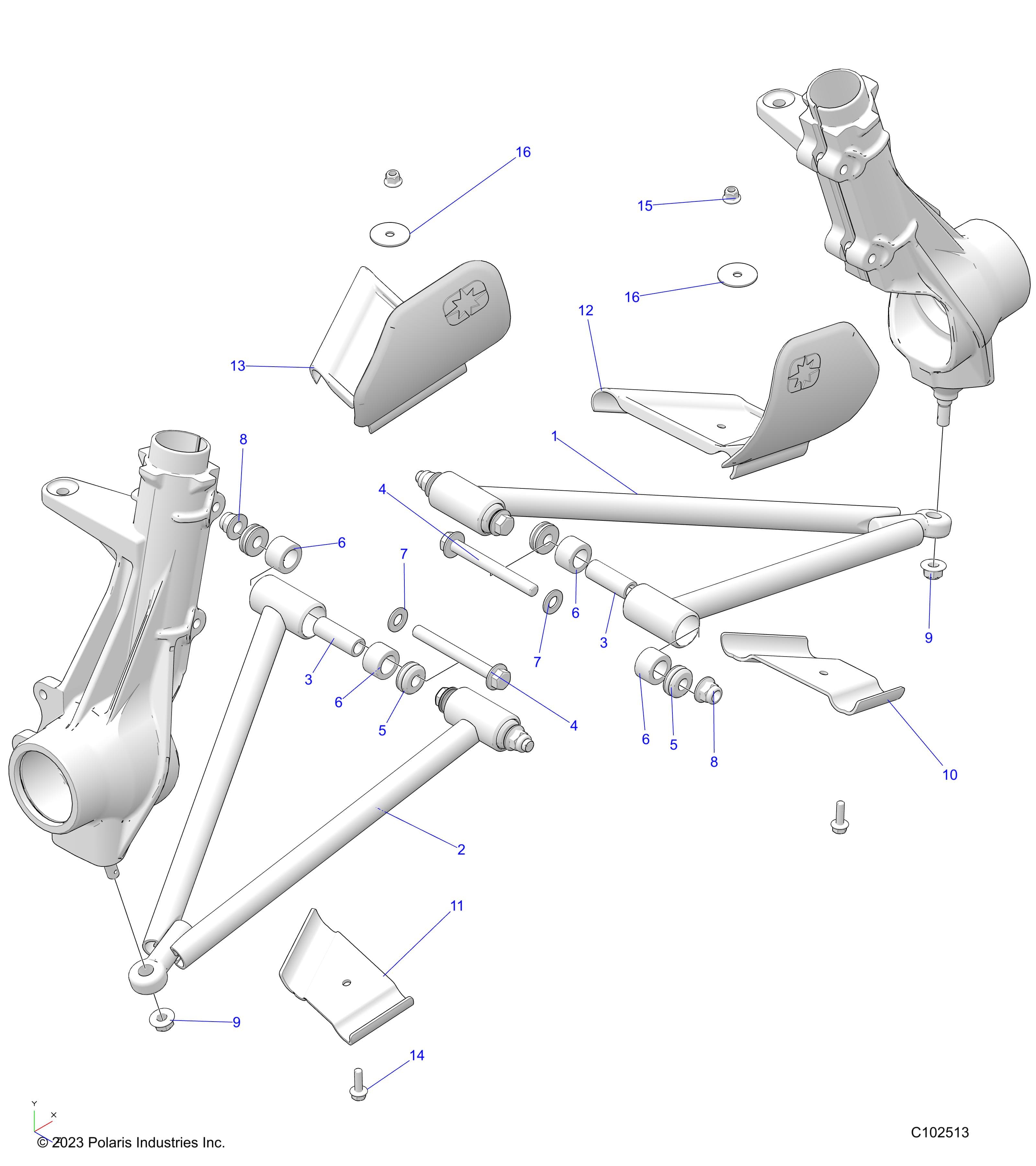 2026 SPORTSMAN TOURING 570 β SUSPENSION, A-ARM and STRUT MOUNTING - A26SDA57A7 (C102513) diagram