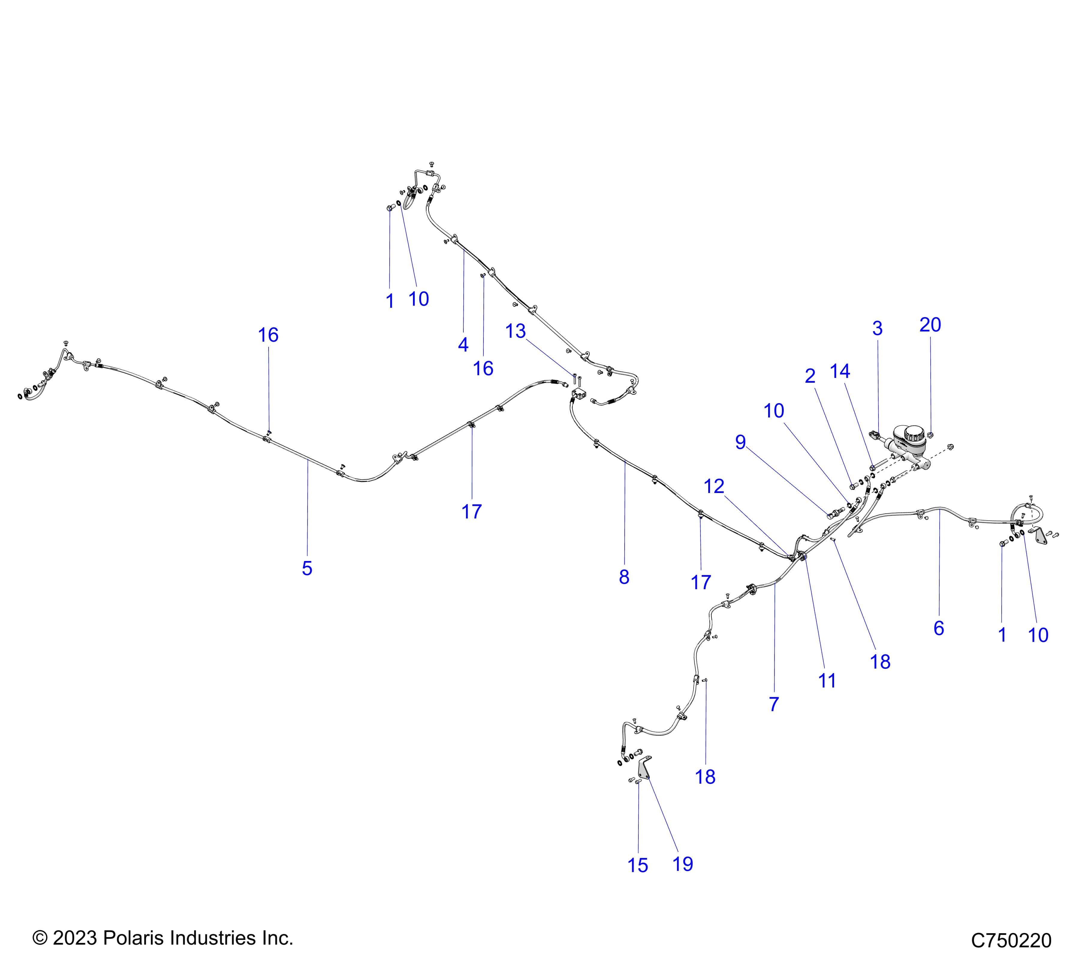 2026 RZR PRO R LE β BRAKES, BRAKE LINES AND MASTER CYLINDER - Z26RPP2KBL (C750220) diagram