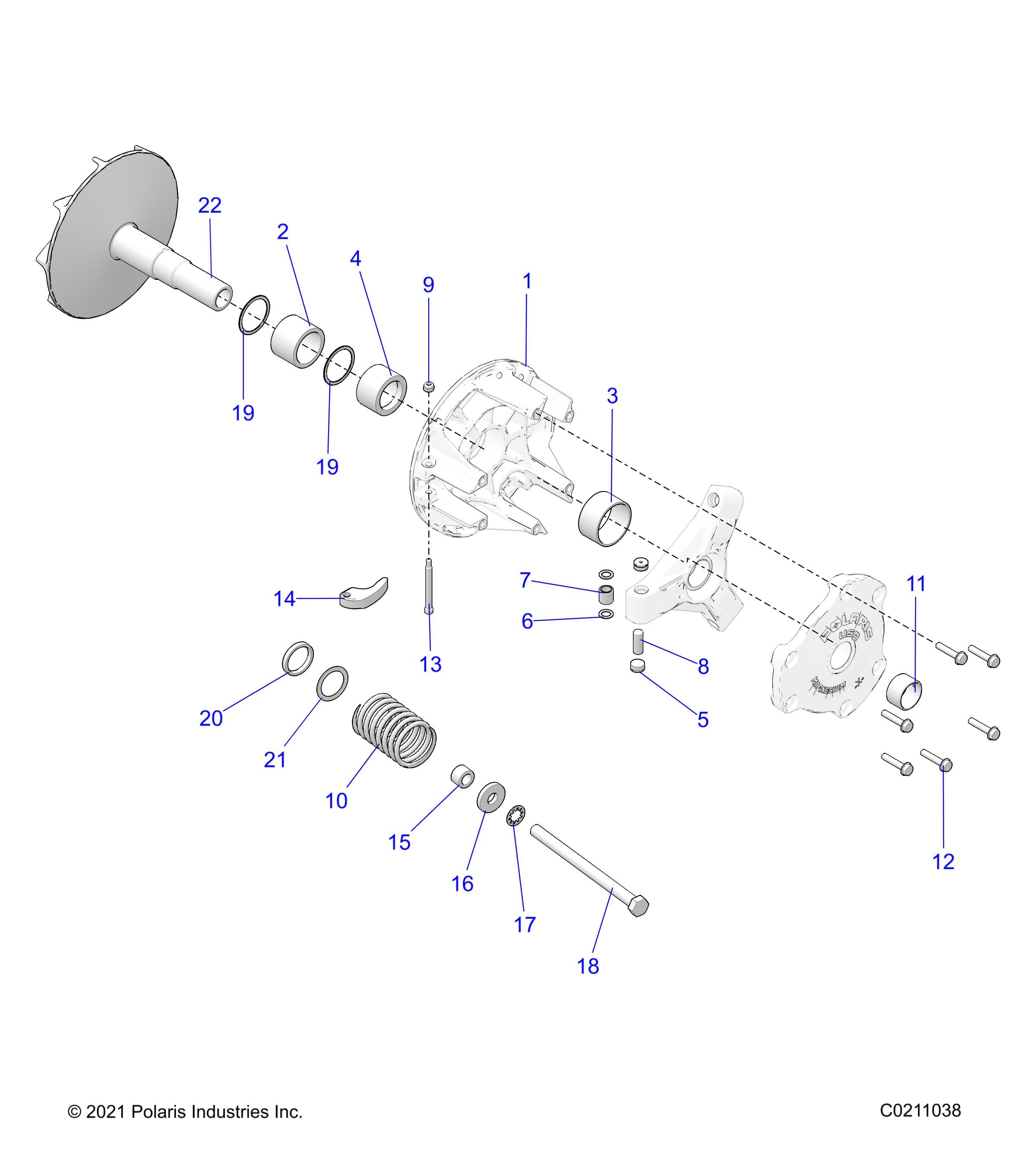 2026 SPORTSMAN 850 MUD 49S R01 - A26SXN85A7 β DRIVE TRAIN, PRIMARY CLUTCH - A26SXN85A7 (C0211038) diagram