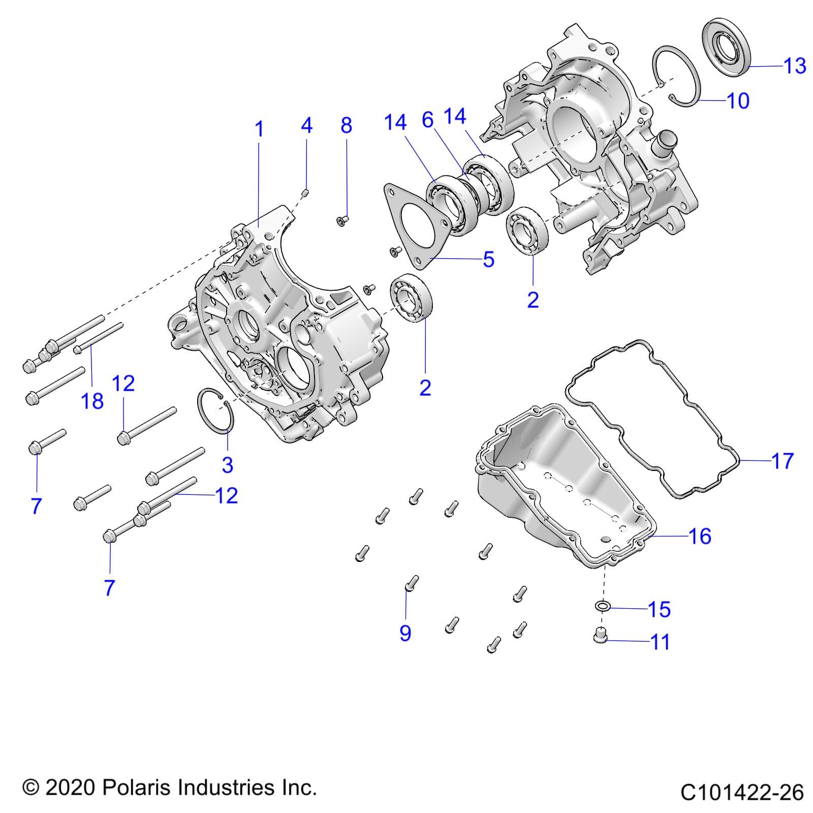 2026 SPORTSMAN TOURING 570 β ENGINE, CRANKCASE - A26SDA57A7 (C101422-26) diagram