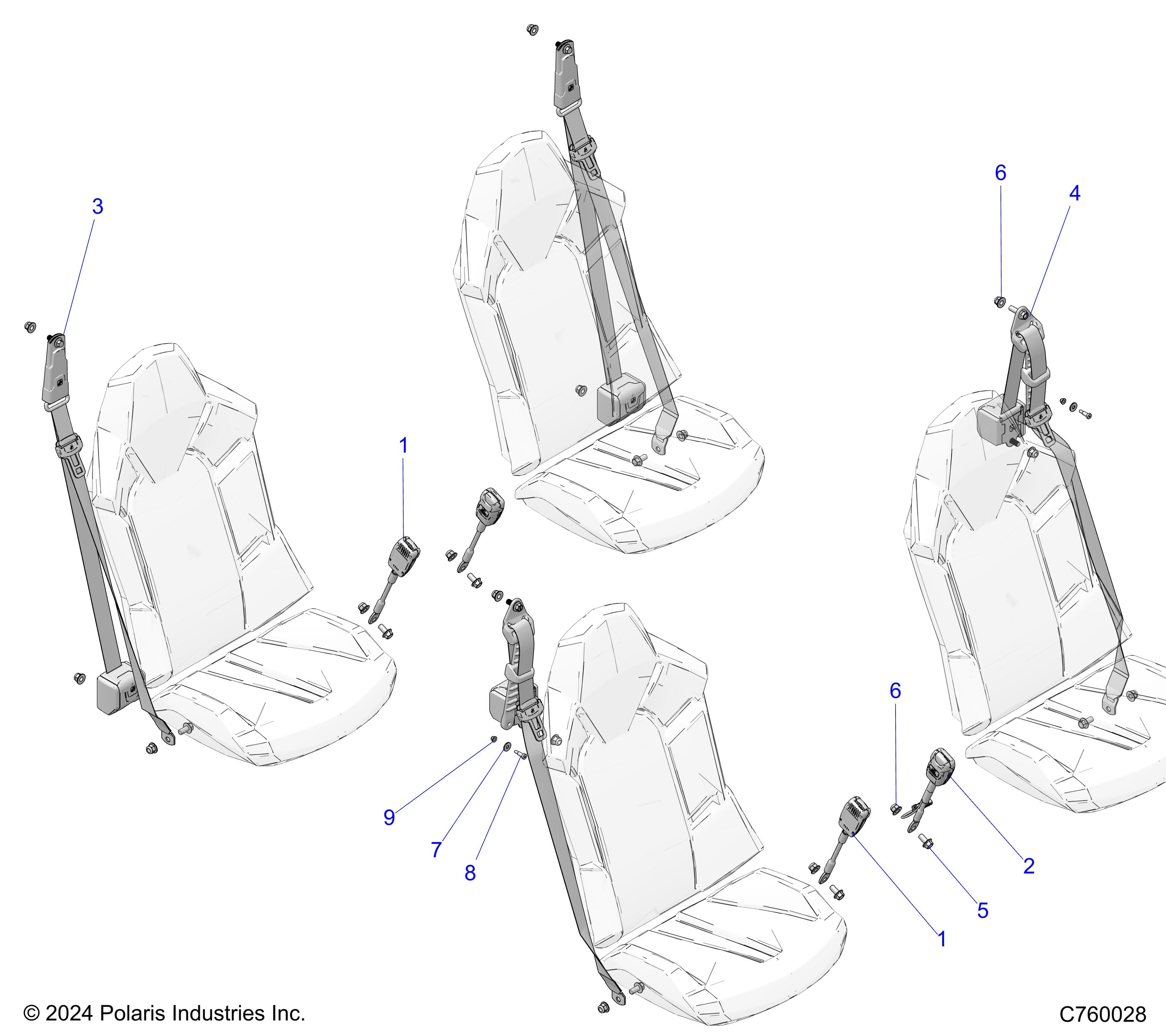 2026 GENERAL XP4 1000 SPORT β BODY, SEAT BELT MOUNTING diagram
