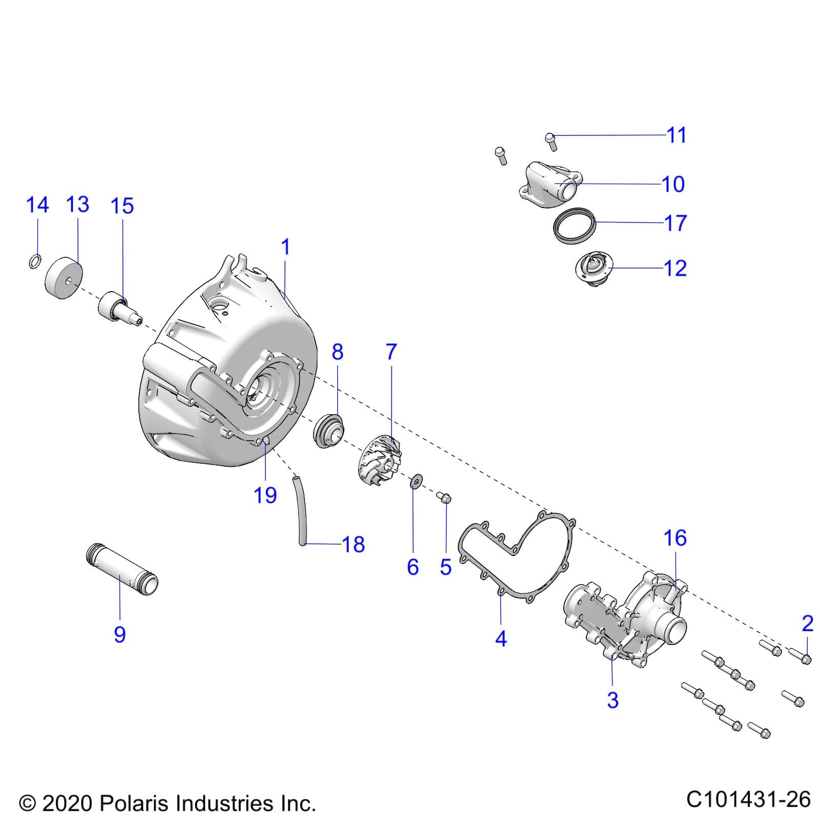 2026 SPORTSMAN TOURING XP 1000 R01 - A26SYY95AK β ENGINE, COOLING SYSTEM and WATER PUMP - A26SYY95AK (C101431-26) diagram