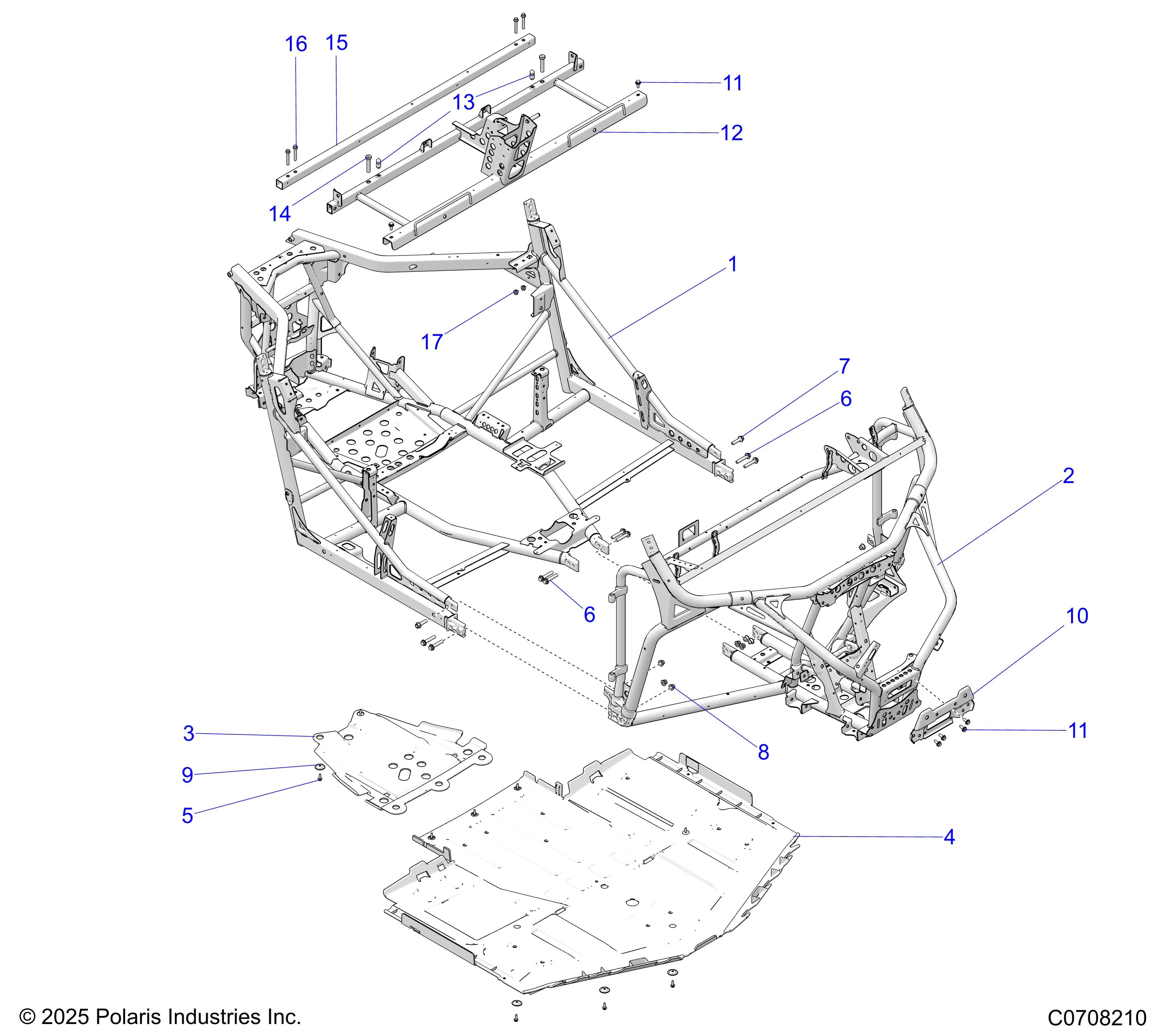 2026 GENERAL 1000 PREMIUM β CHASSIS, MAIN FRAME AND SKID PLATES diagram