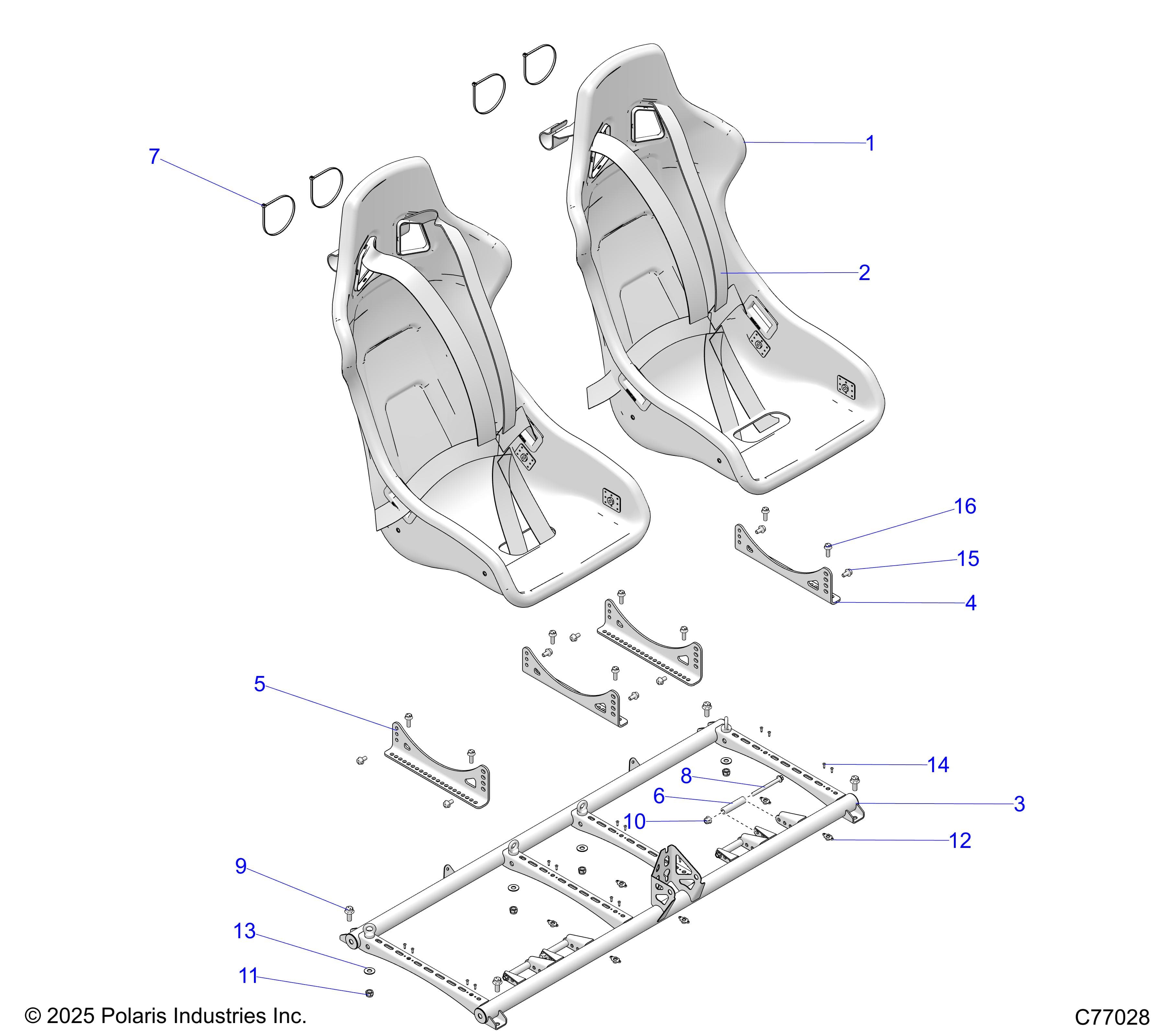 2026 RZR PRO R RACE H.O. β BODY, SEATS - Z26RRL2KAL (C77028) diagram