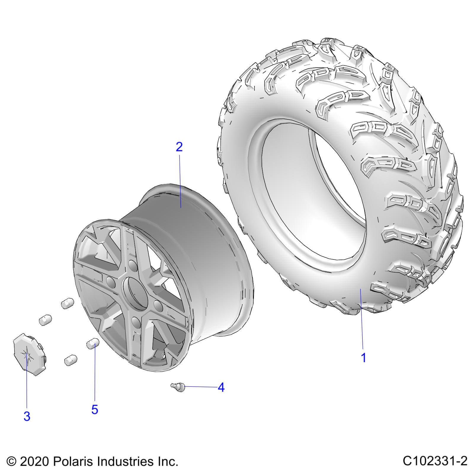 2026 SPORTSMAN 850 48" R02 - A26SXA85A1 β WHEELS, REAR - A26SXA85A1 (C102331-2) diagram