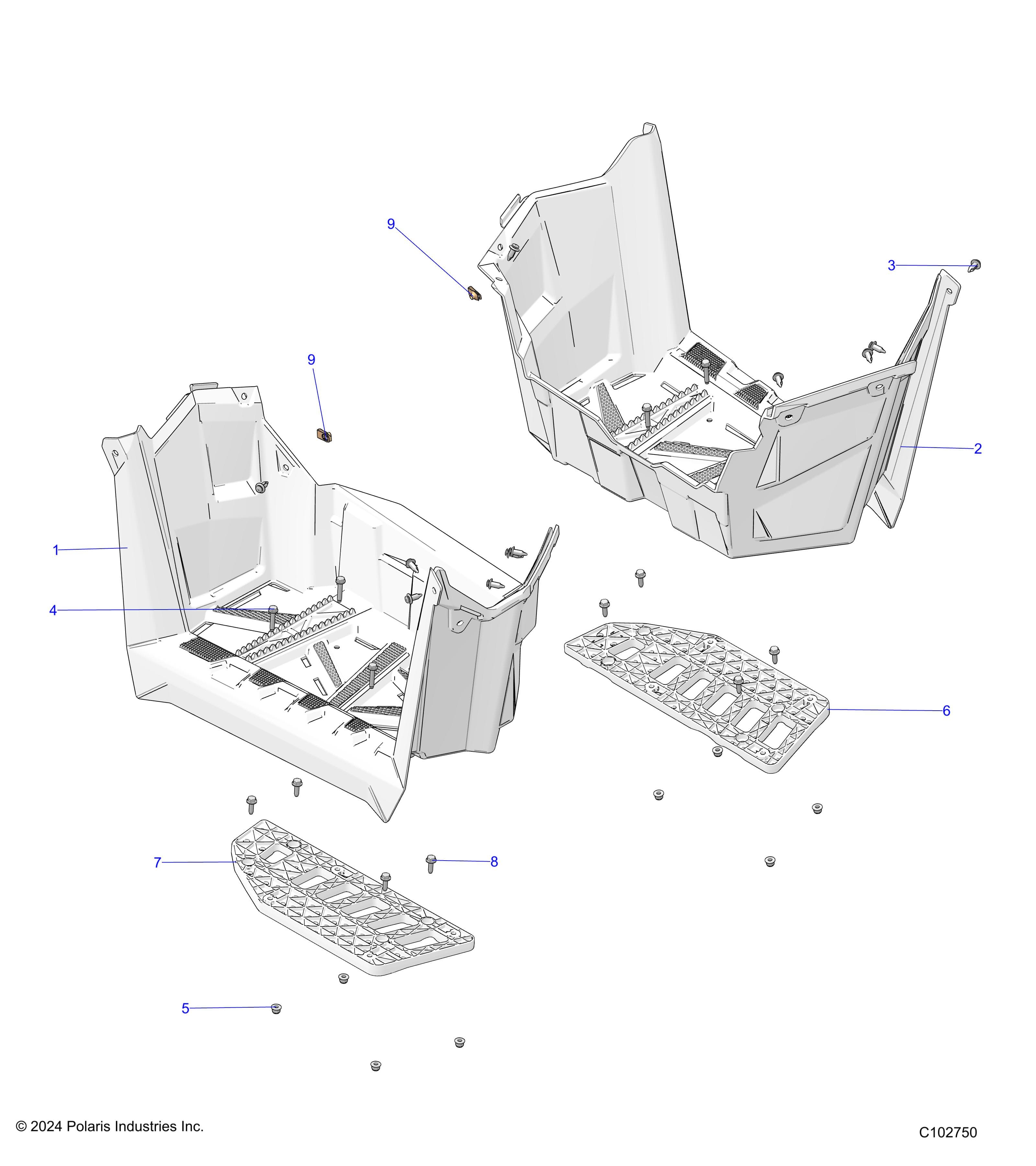 2026 SCRAMBLER 850 48" R02 - A26SVA85A4 β BODY, FOOTWELLS - A26SVA85A4 (C102750) diagram
