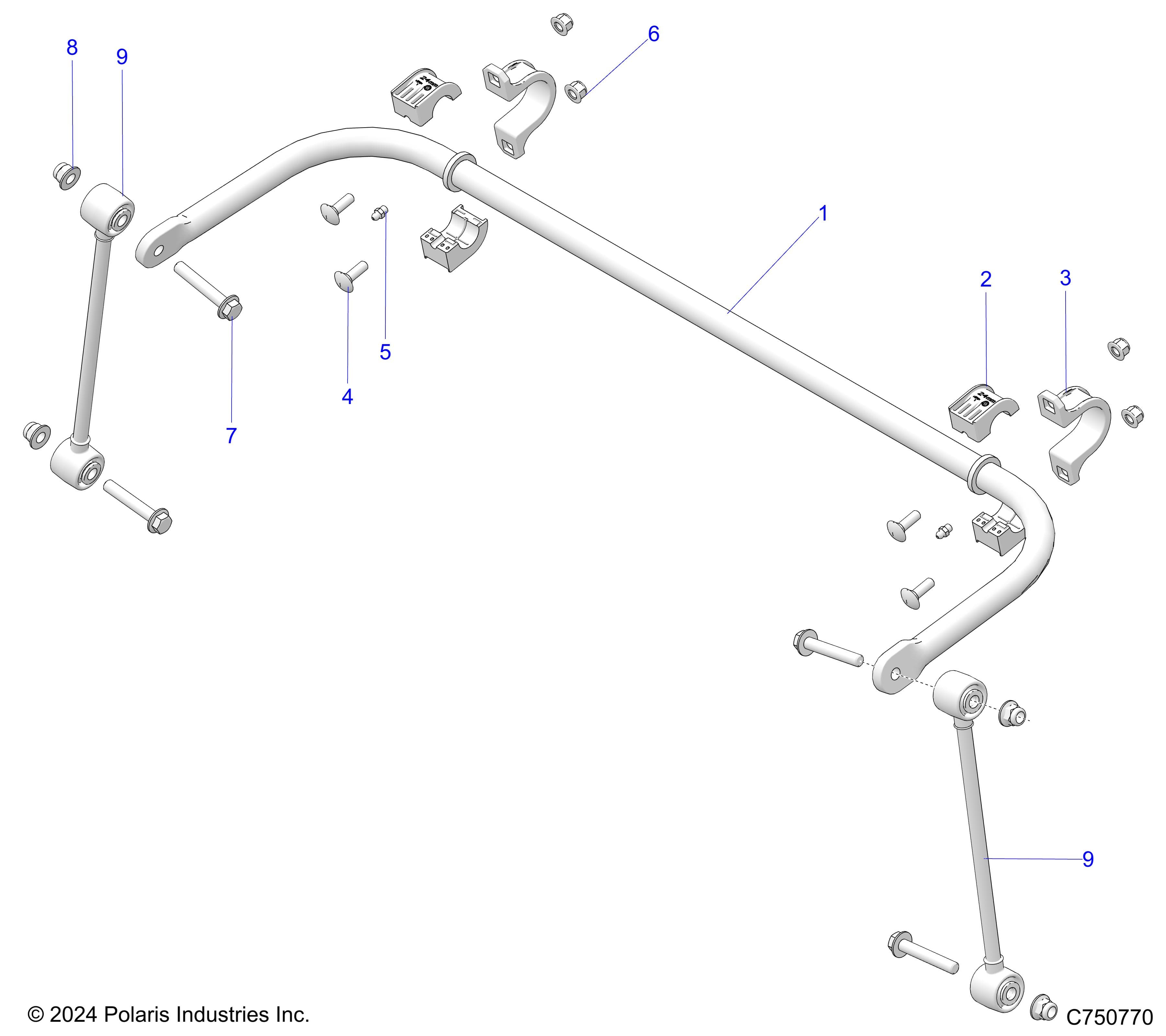2026 RZR PRO XP 4 SPORT β SUSPENSION, REAR STABILIZER BAR - Z26X4E92A4/B4/A6/B6 (C750770) diagram
