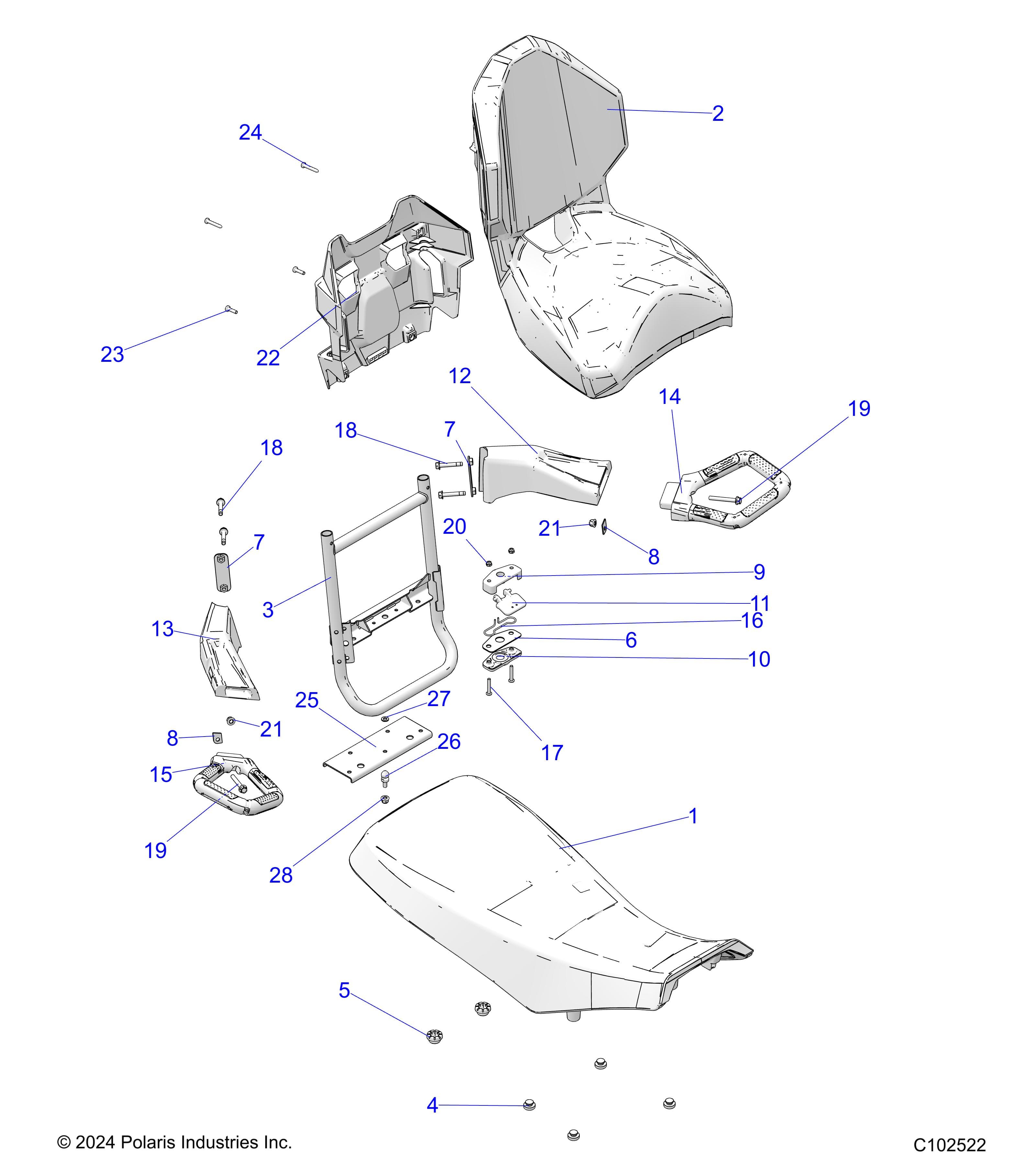 2026 SPORTSMAN TOURING 570 β BODY, SEAT - A26SDA57A7 (C102522) diagram