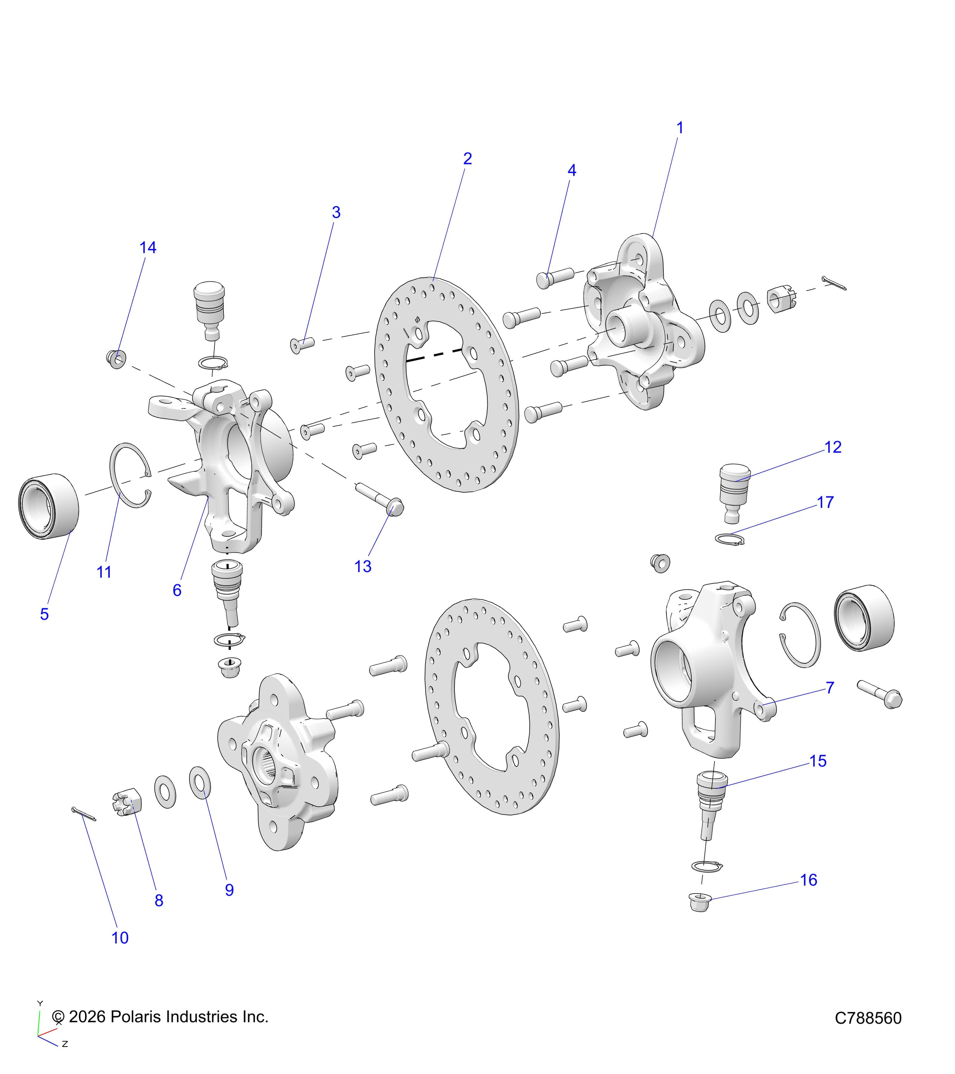 2026 RANGER 1000 CABBED β SUSPENSION, FRONT HUB diagram
