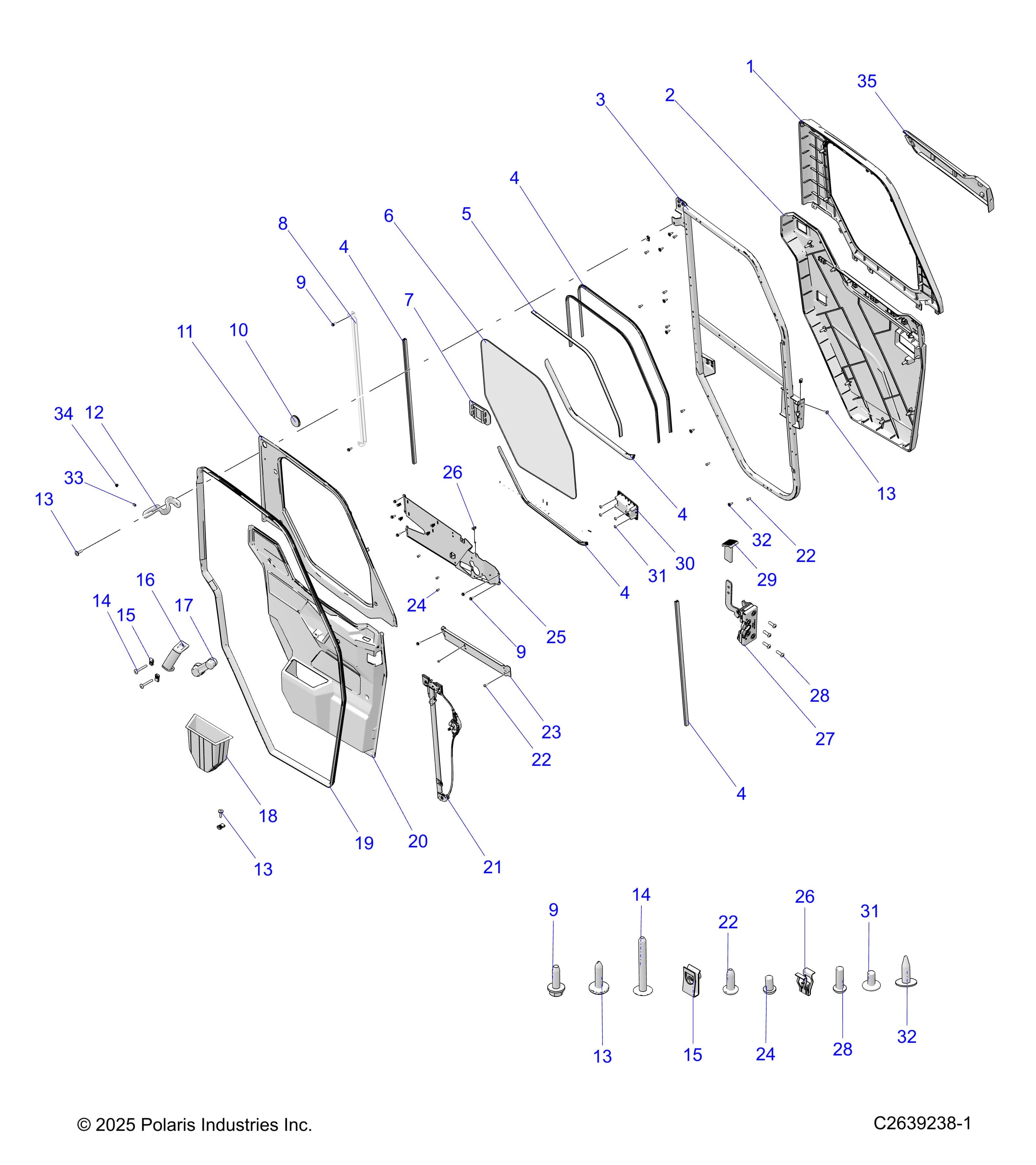 2026 RANGER 1000 CABBED β BODY, DOOR, FULL CRANK diagram