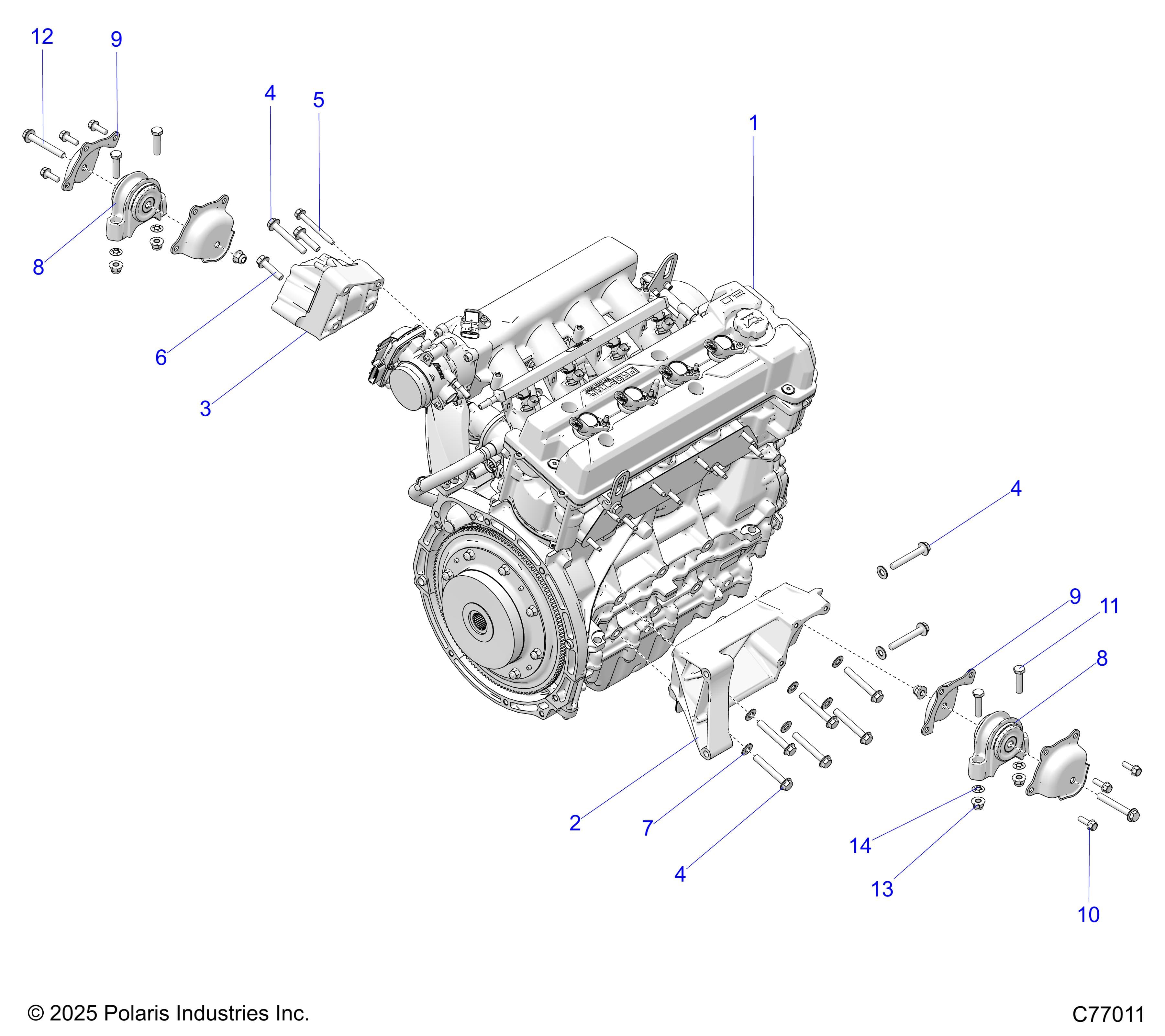 2026 RZR PRO R RACE H.O. β ENGINE, MOUNTING & LONG BLOCK - Z26RRL2KAL (C770011) diagram