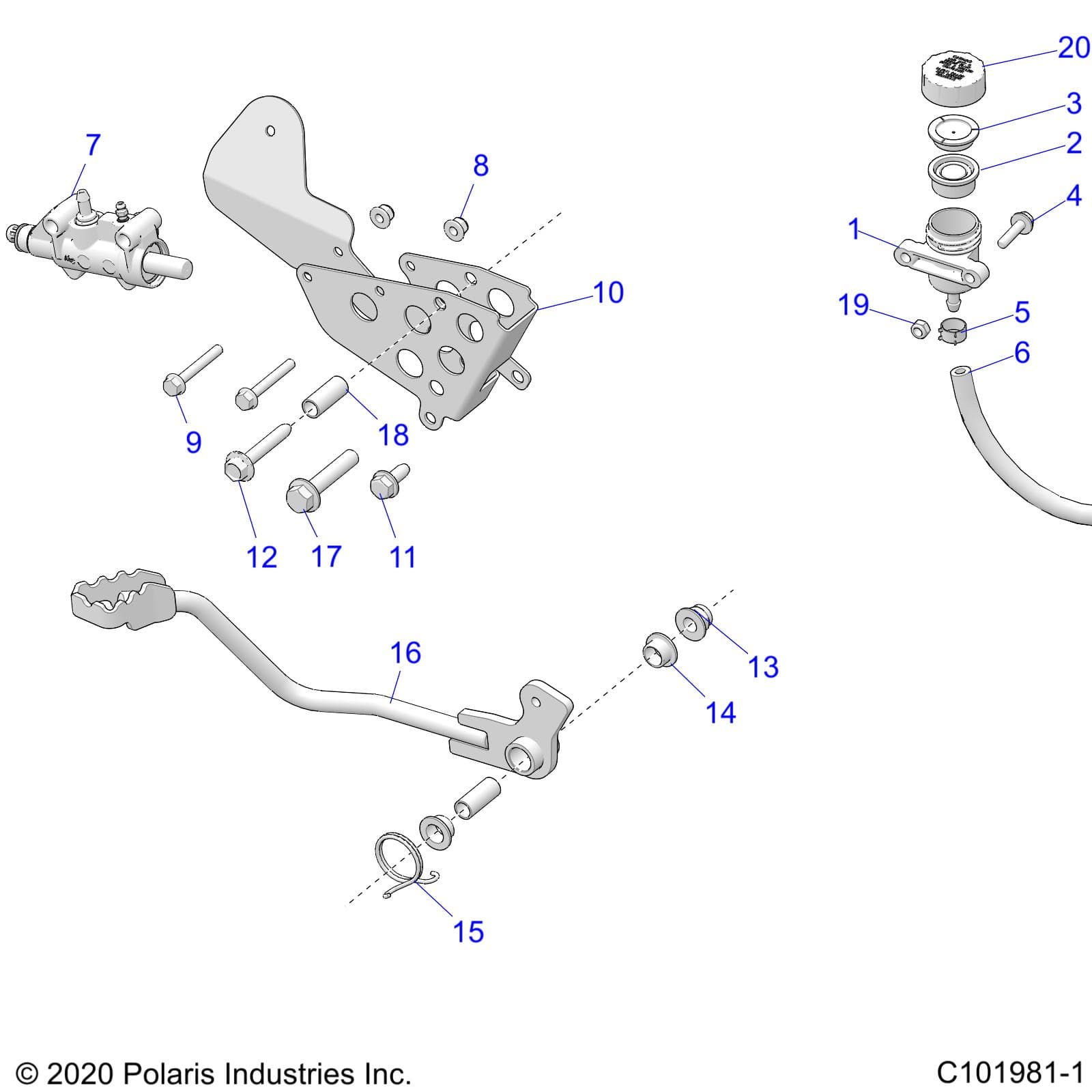 2026 SPORTSMAN TOURING XP 1000 R01 - A26SYY95AK β BRAKES, BRAKE PEDAL and MASTER CYLINDER - A26SYY95AK (C101981-1) diagram