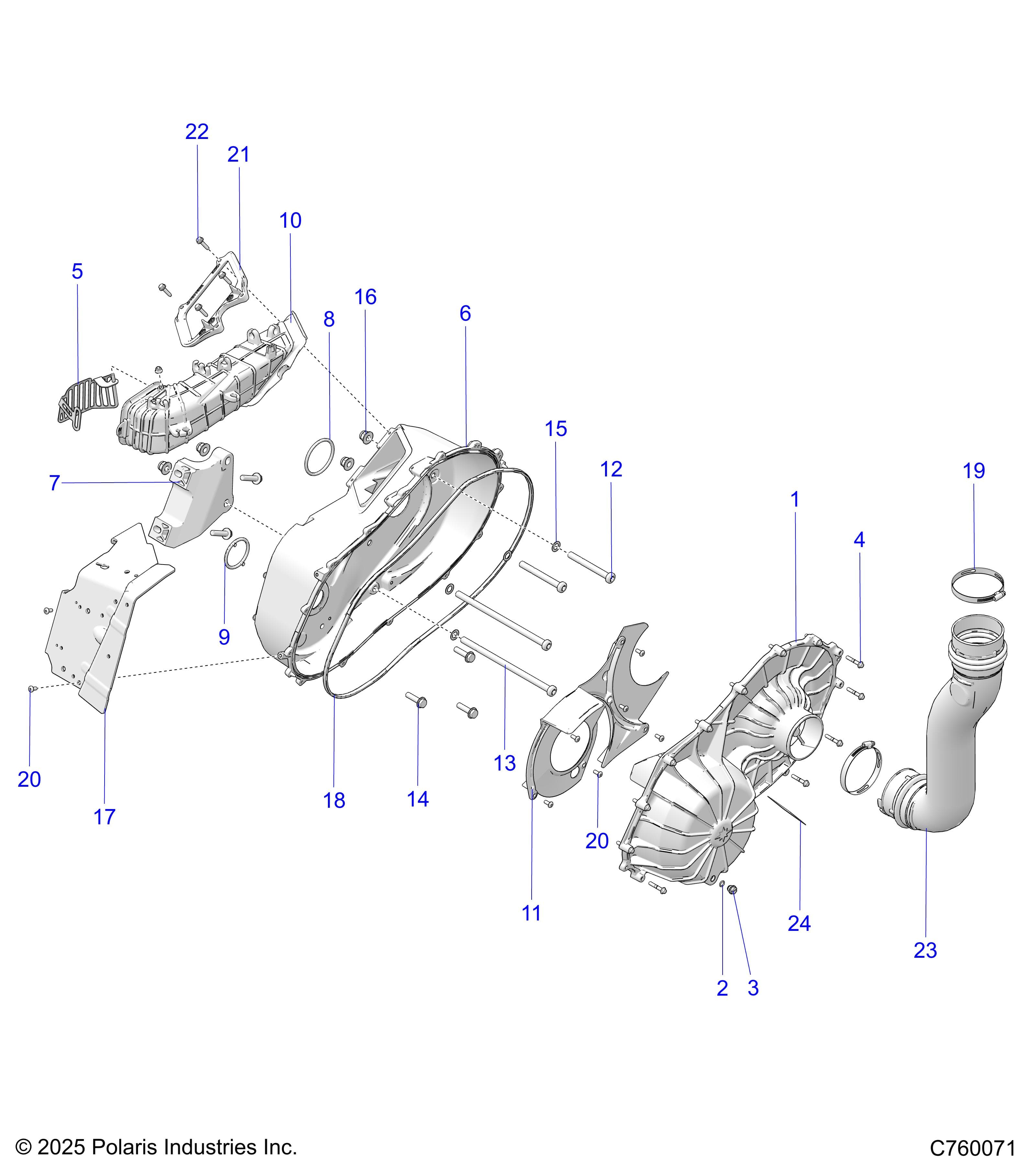 2026 RZR XP S 1000 ULTIMATE β DRIVE TRAIN, CLUTCH COVER AND DUCTING - Z26NEY99A4/B4/A6/B6 (C760071) diagram