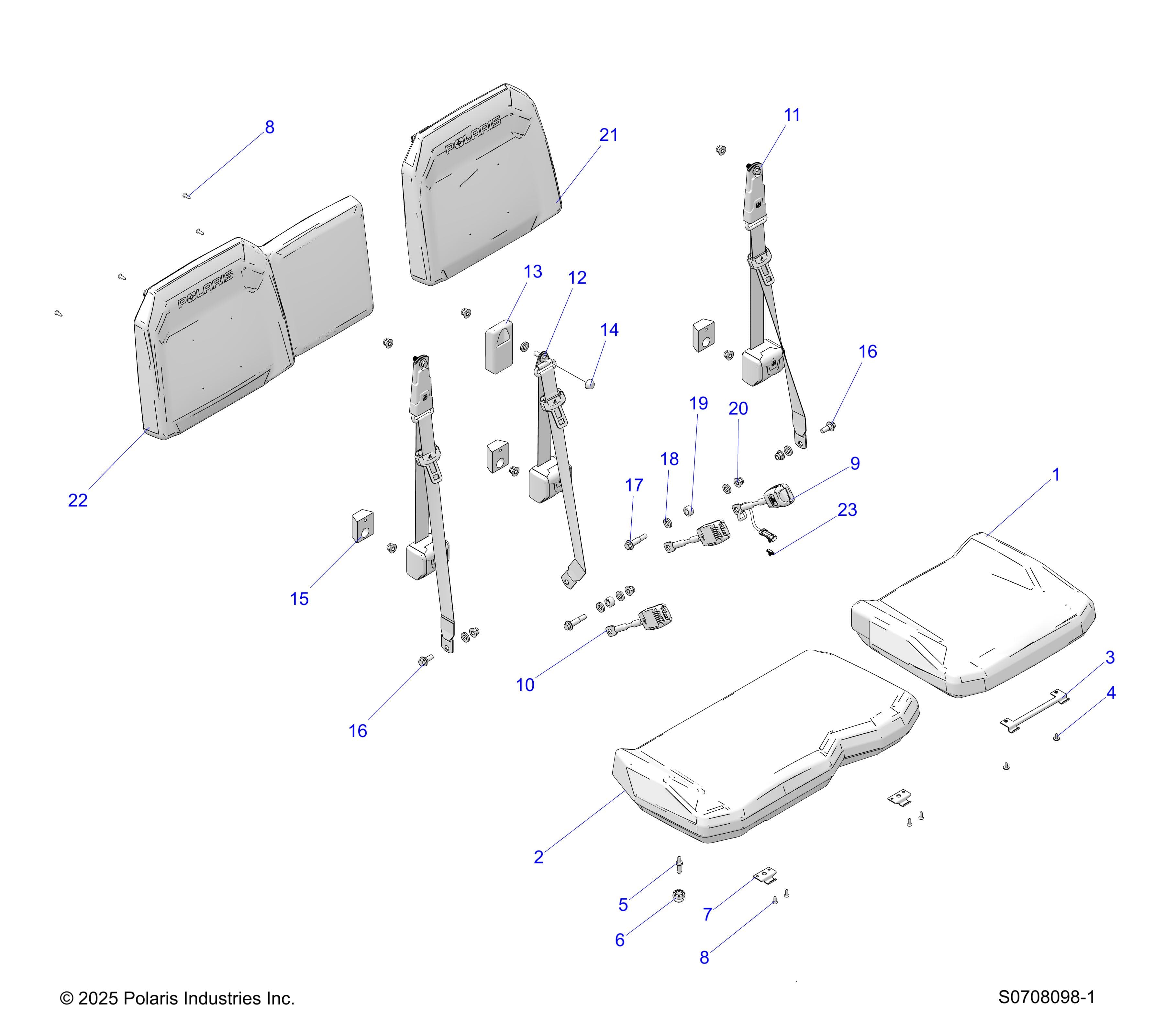 2026 RANGER 1000 CREW EPS β BODY, SEATS FRONT diagram